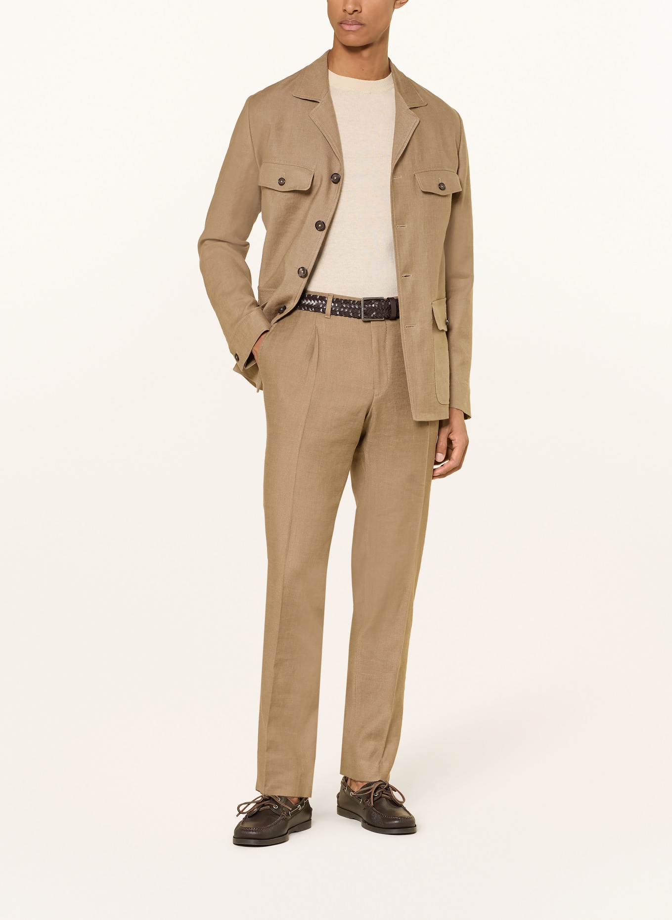 DRESSLER JADEN-pantalon, slim fit met linnen: 076 beige