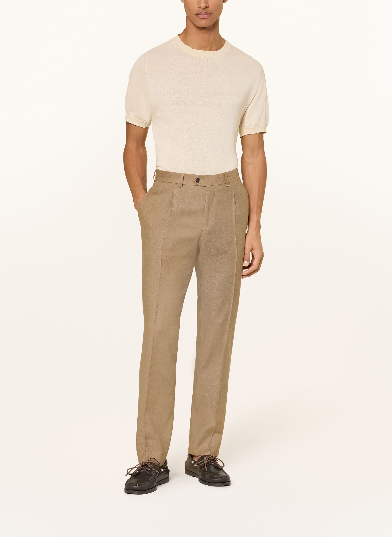 DRESSLER JADEN-pantalon, slim fit met linnen: 076 beige
