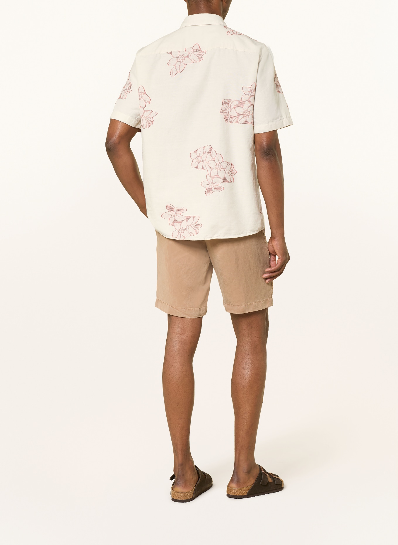 STRELLSON Kurzarm-Hemd CASYN Comfort Fit: BEIGE / DUNKELORANGE