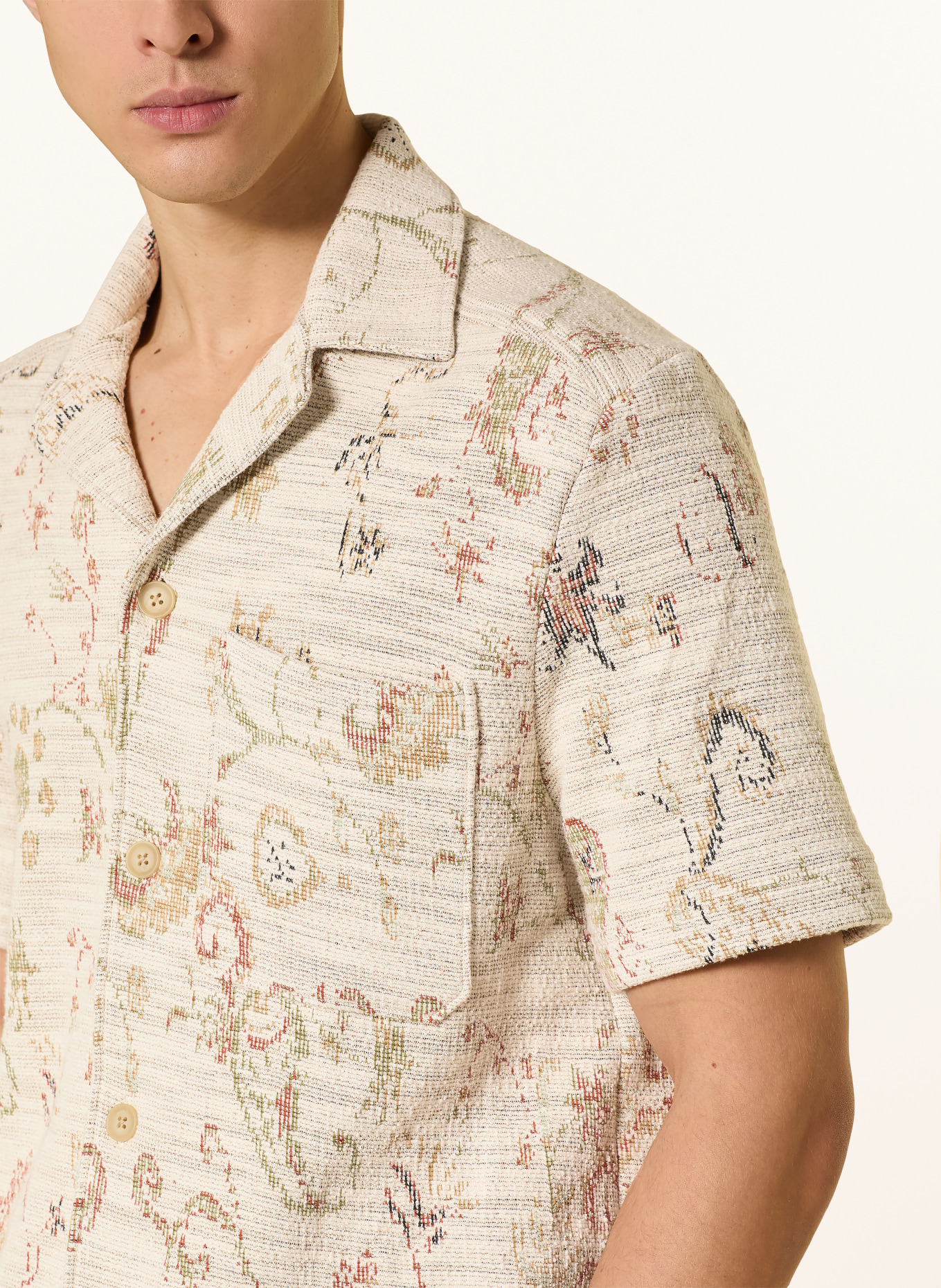 STRELLSON Chemise en maille NOHAN Coupe classique: BEIGE / OLIVE / NOIR