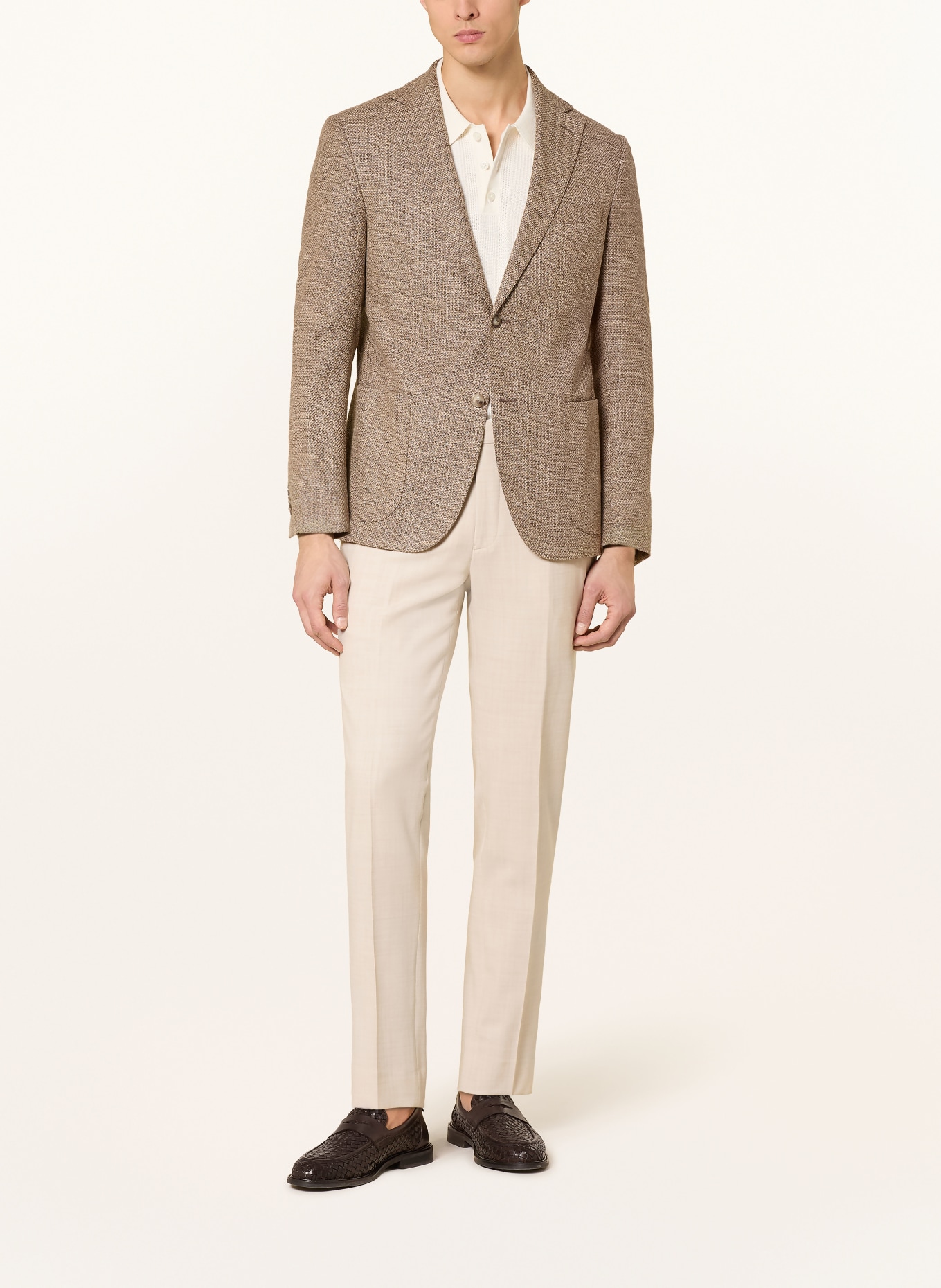 DRESSLER Tweed-Sakko Regular Fit: BEIGE / BRAUN