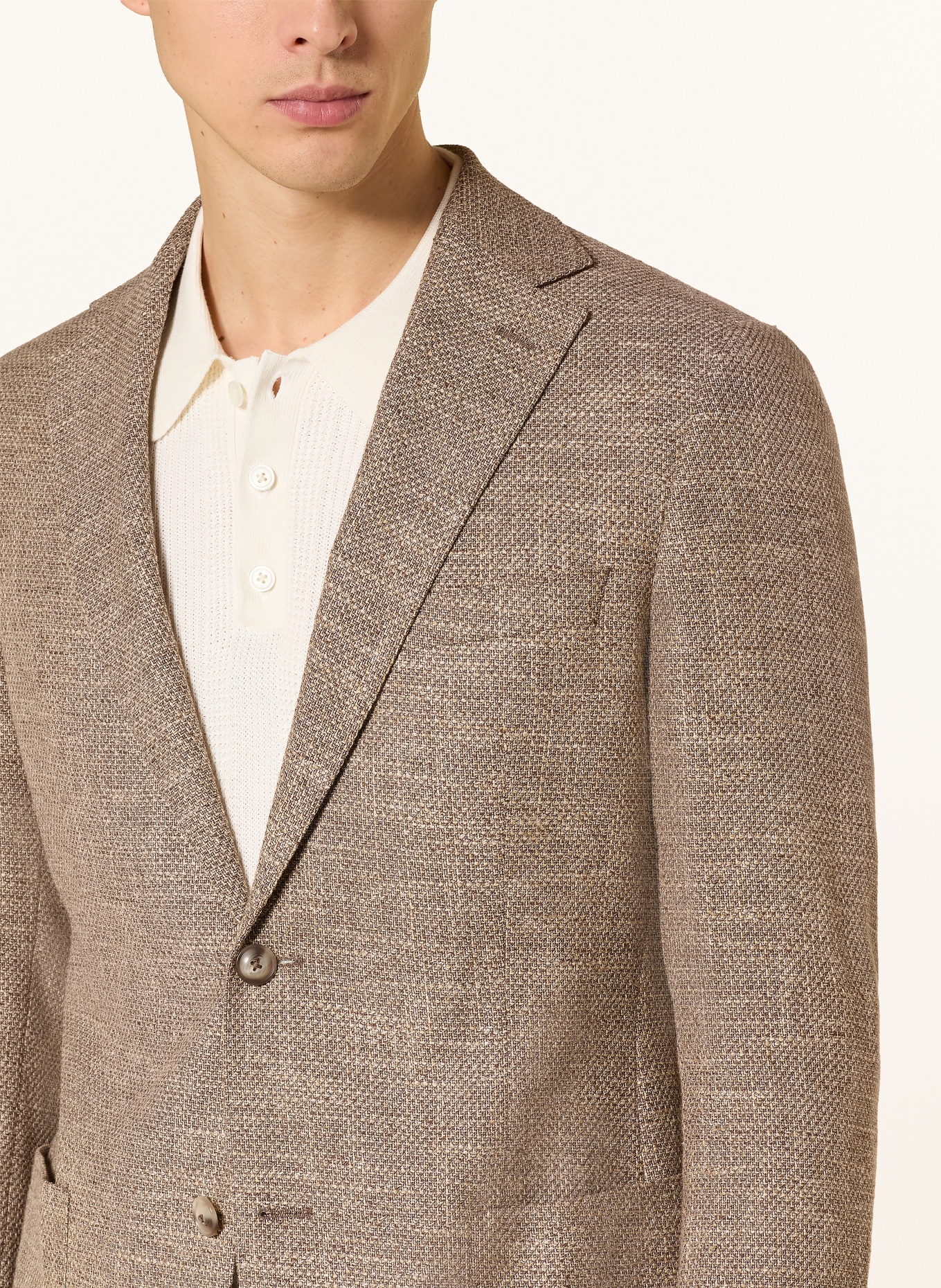 DRESSLER Tweed-Sakko Regular Fit: BEIGE / BRAUN