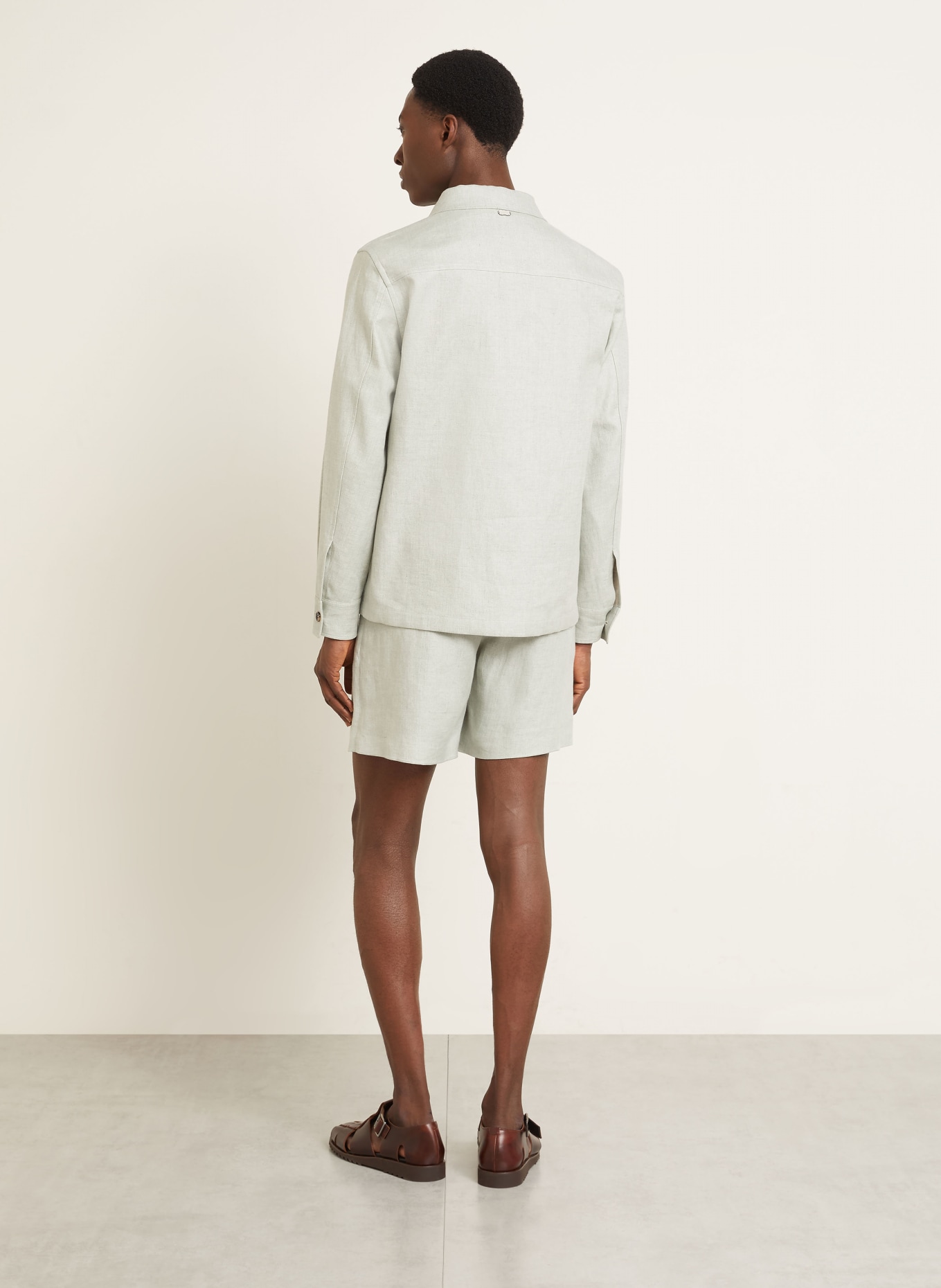 AGNONA linen shorts: LIGHT GREEN
