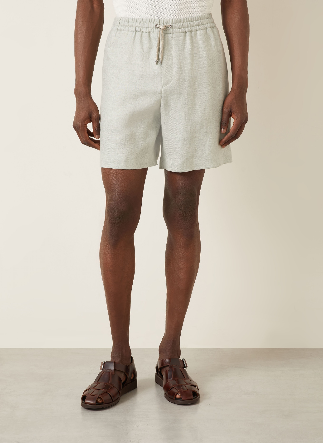 AGNONA linen shorts: LIGHT GREEN