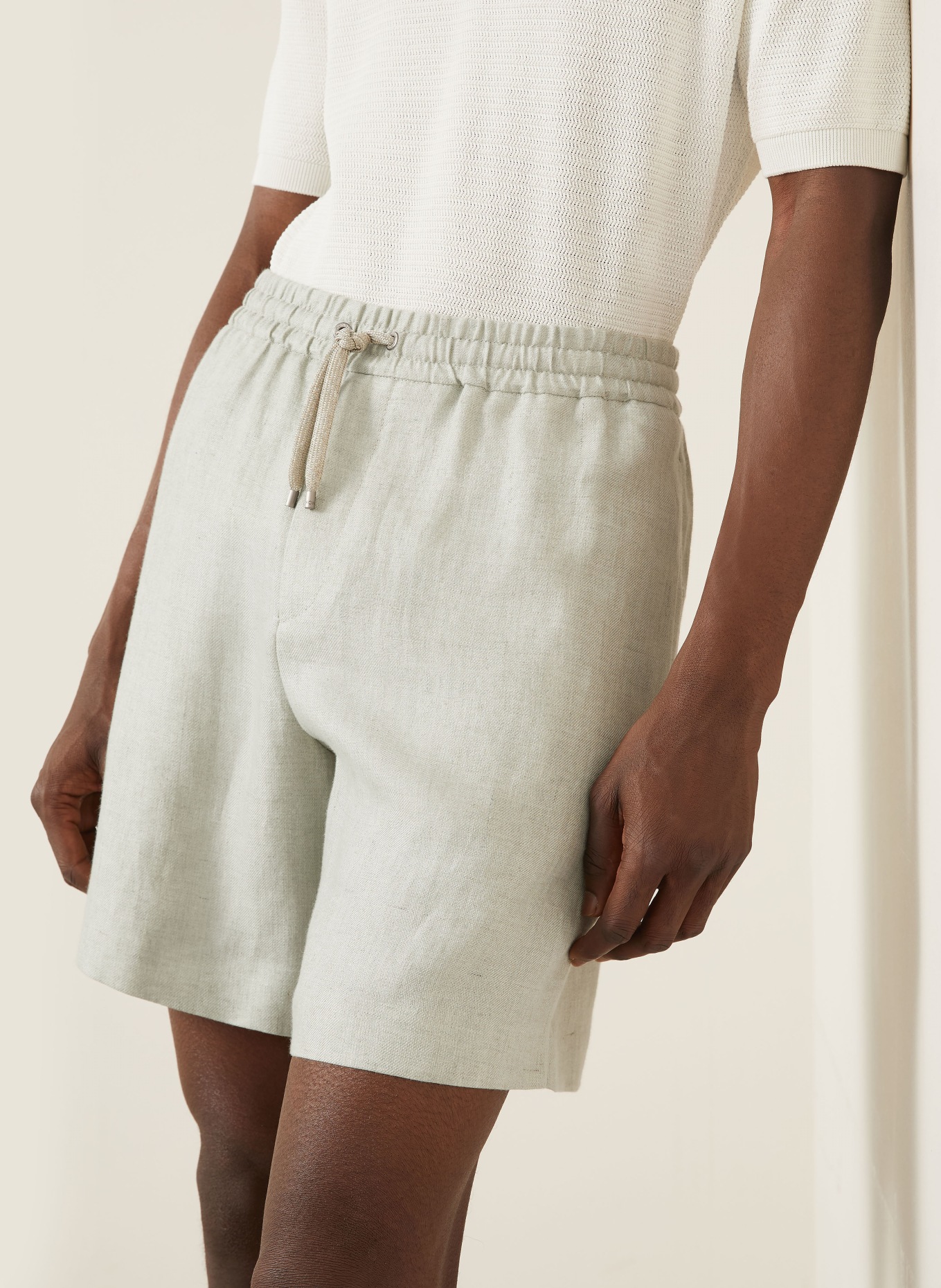 AGNONA linen shorts: LIGHT GREEN