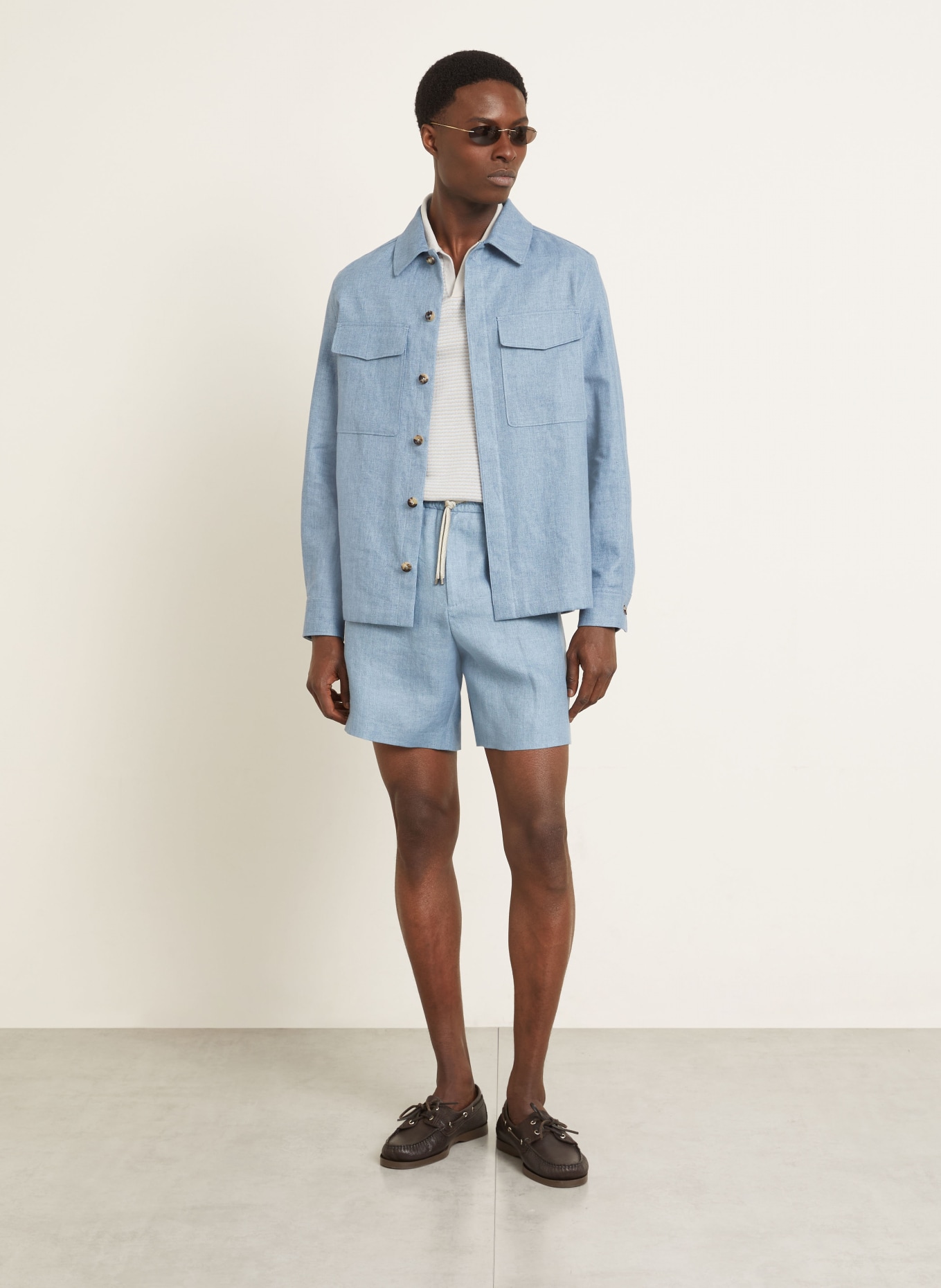 AGNONA linen shorts: BLUE