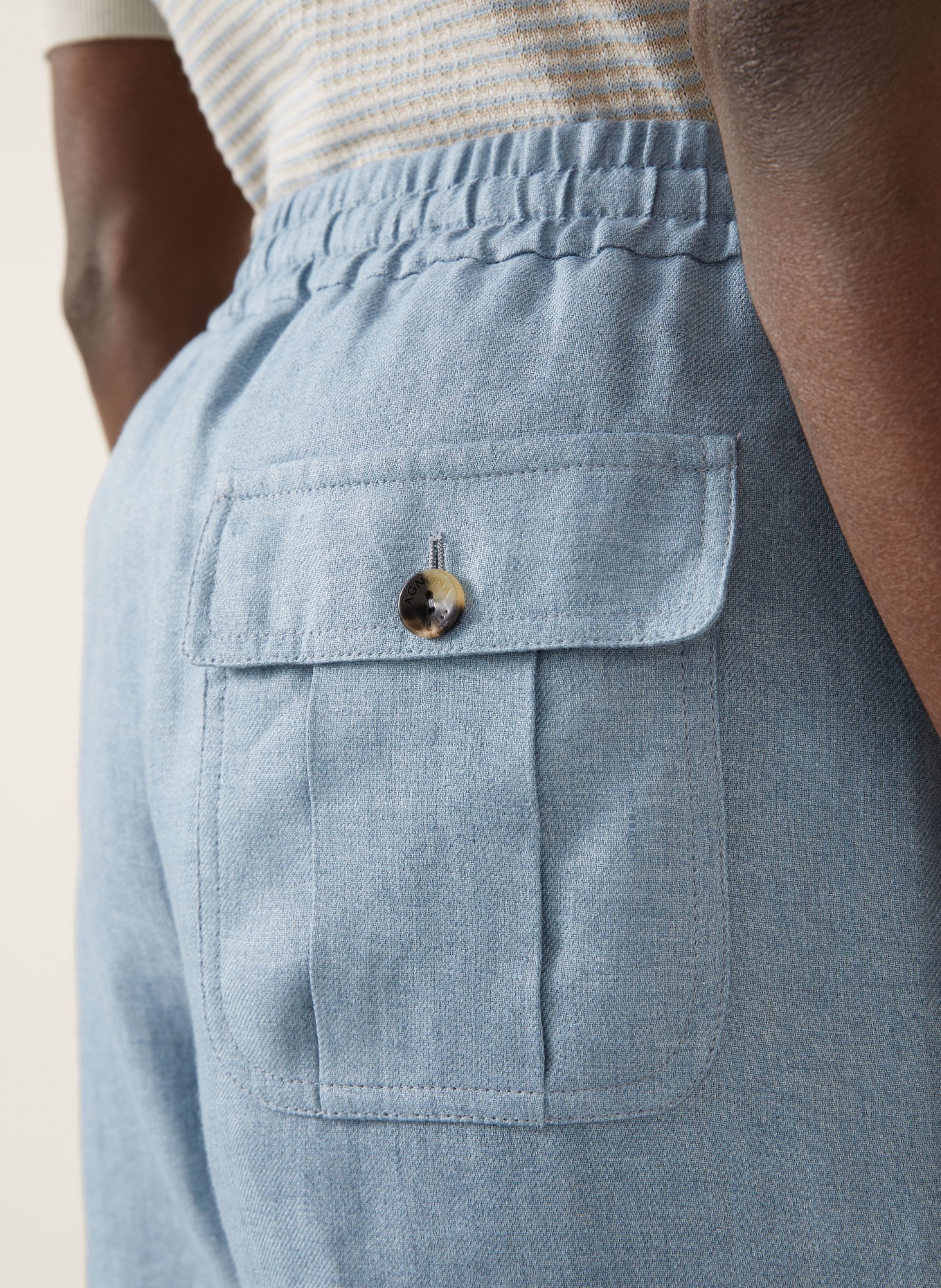 AGNONA linen shorts: BLUE