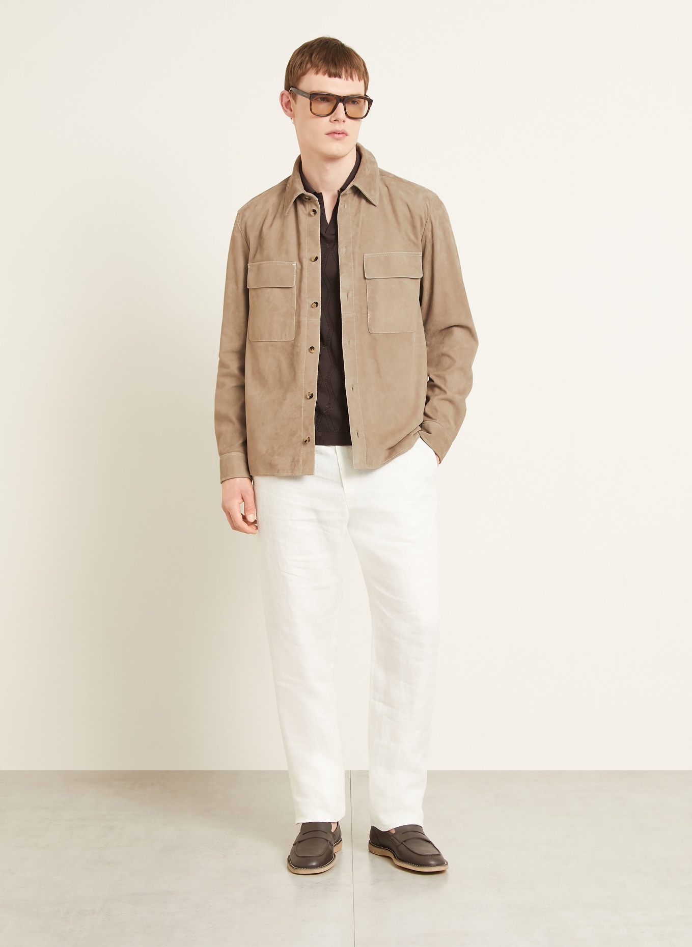 AGNONA Lederjacke: TAUPE