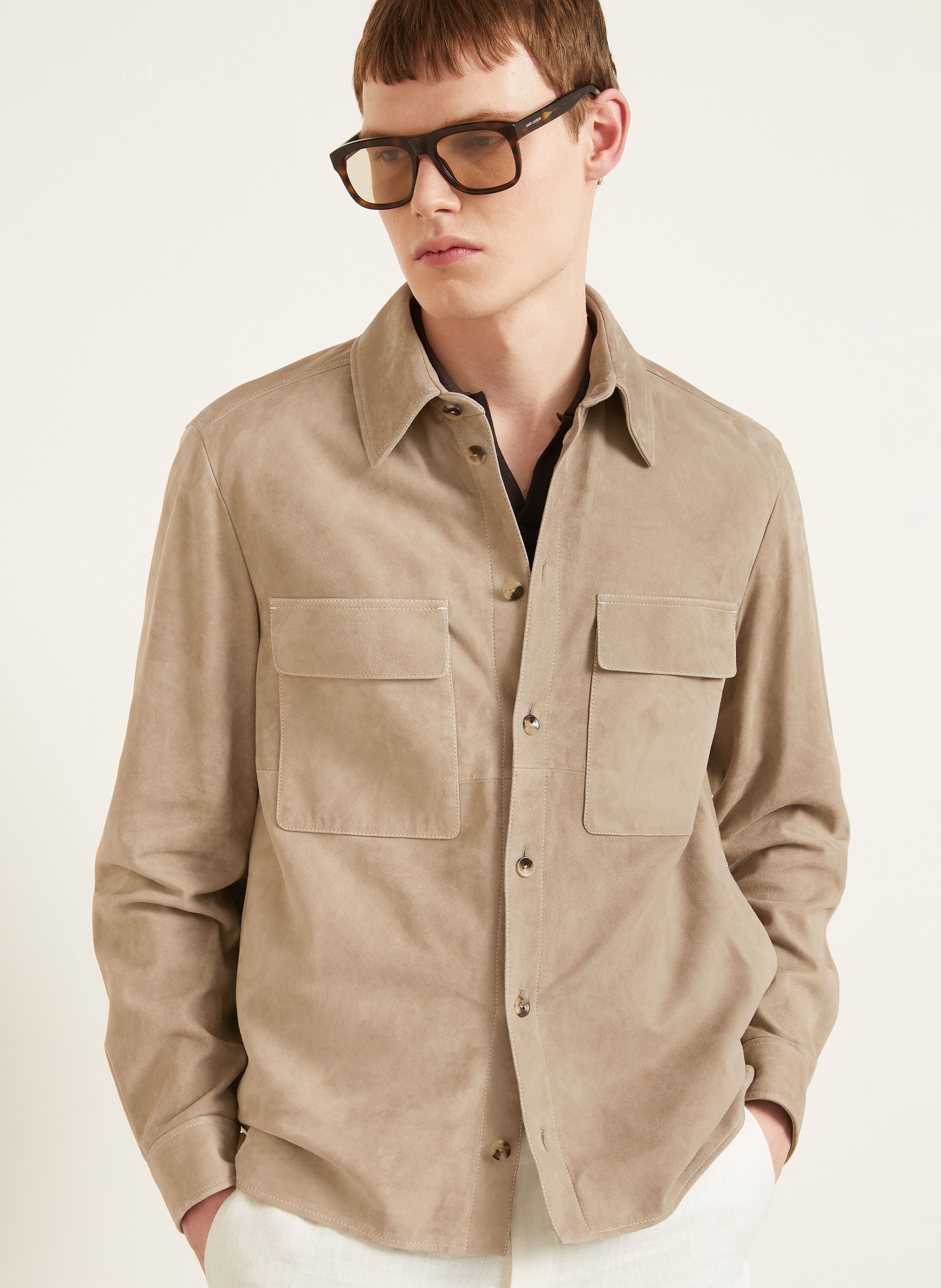 AGNONA Lederjacke: TAUPE