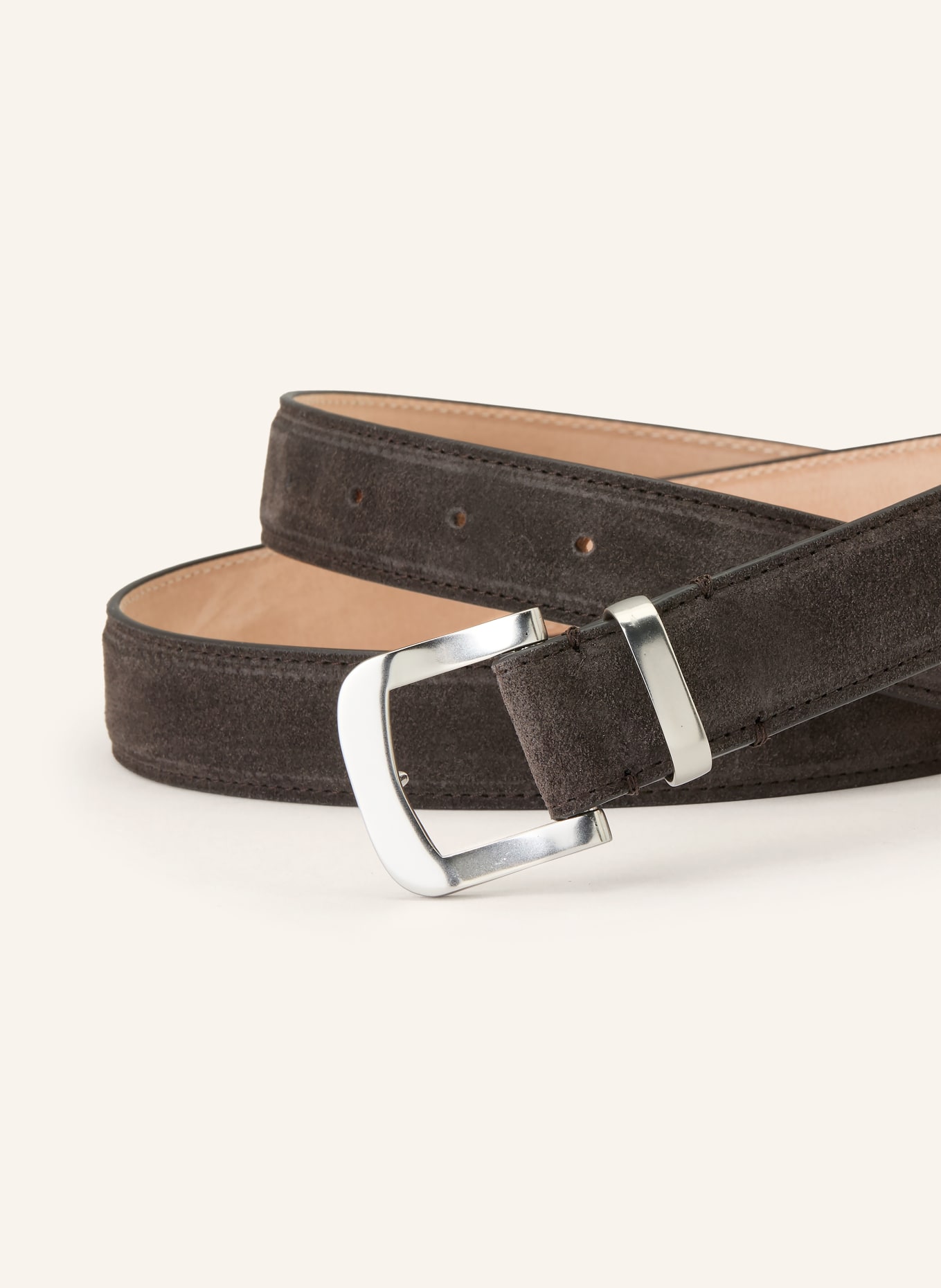 AGNONA skórzany pasek: CIEMNOBRĄZOWY / SREBRNY