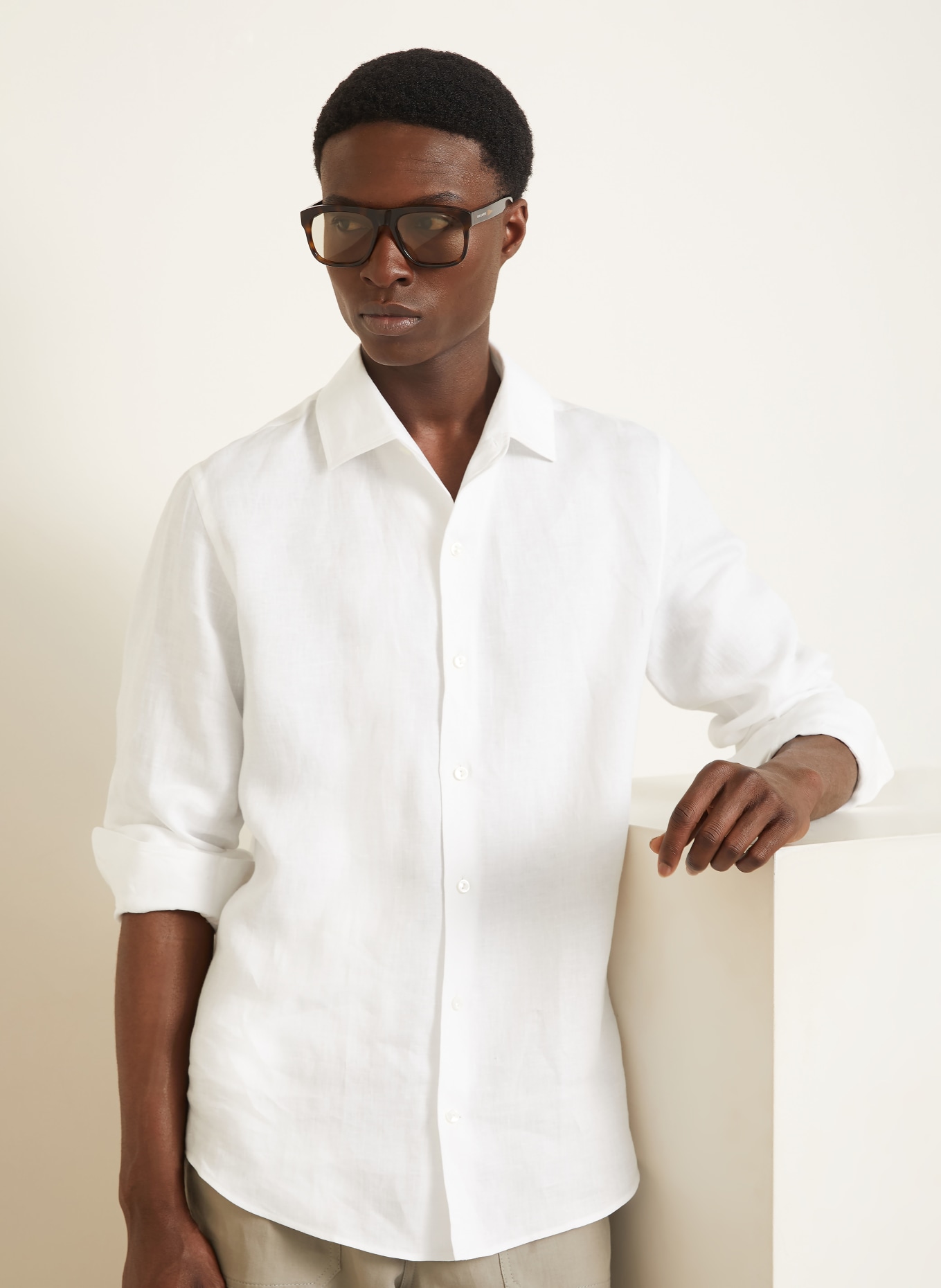 AGNONA Regular fit linen shirt: WHITE