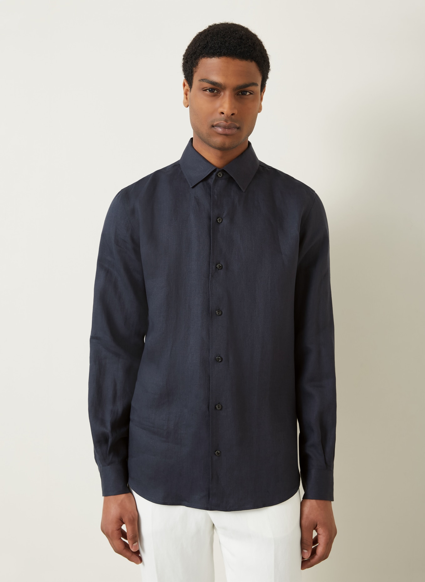 AGNONA Leinenhemd Regular Fit: DUNKELBLAU