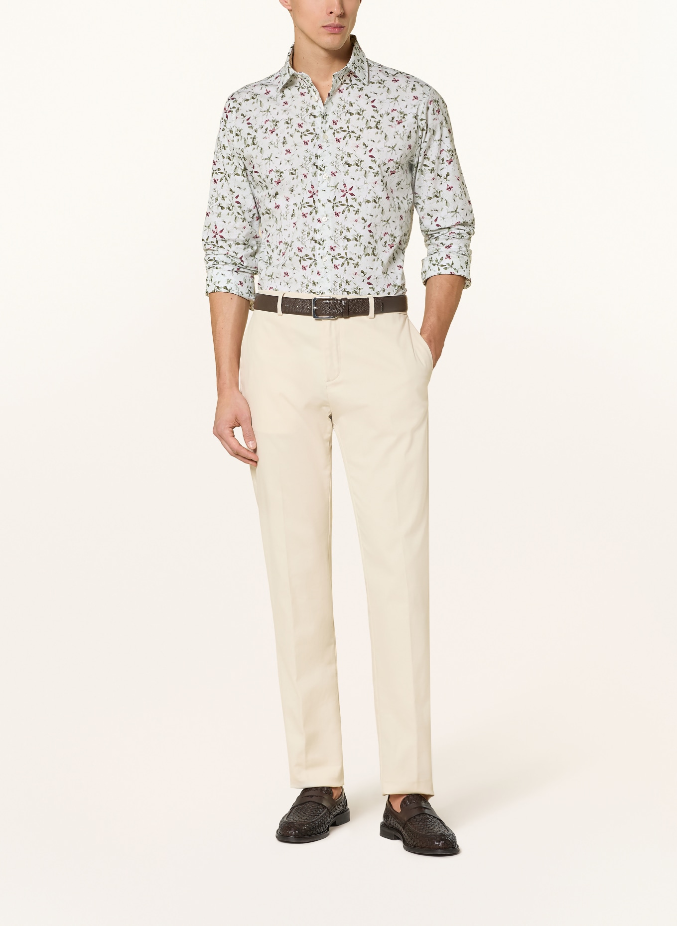 DIGEL Chemise DABATO coupe moderne: VERT CLAIR / ROUGE FONCÉ