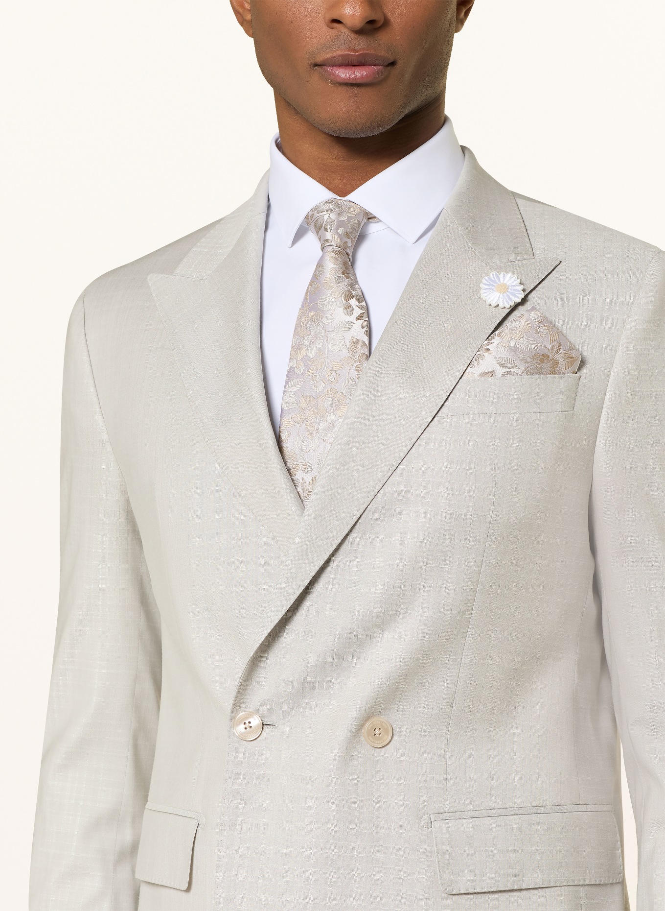 DIGEL Set DANNY: Krawatte und Einstecktuch: BEIGE