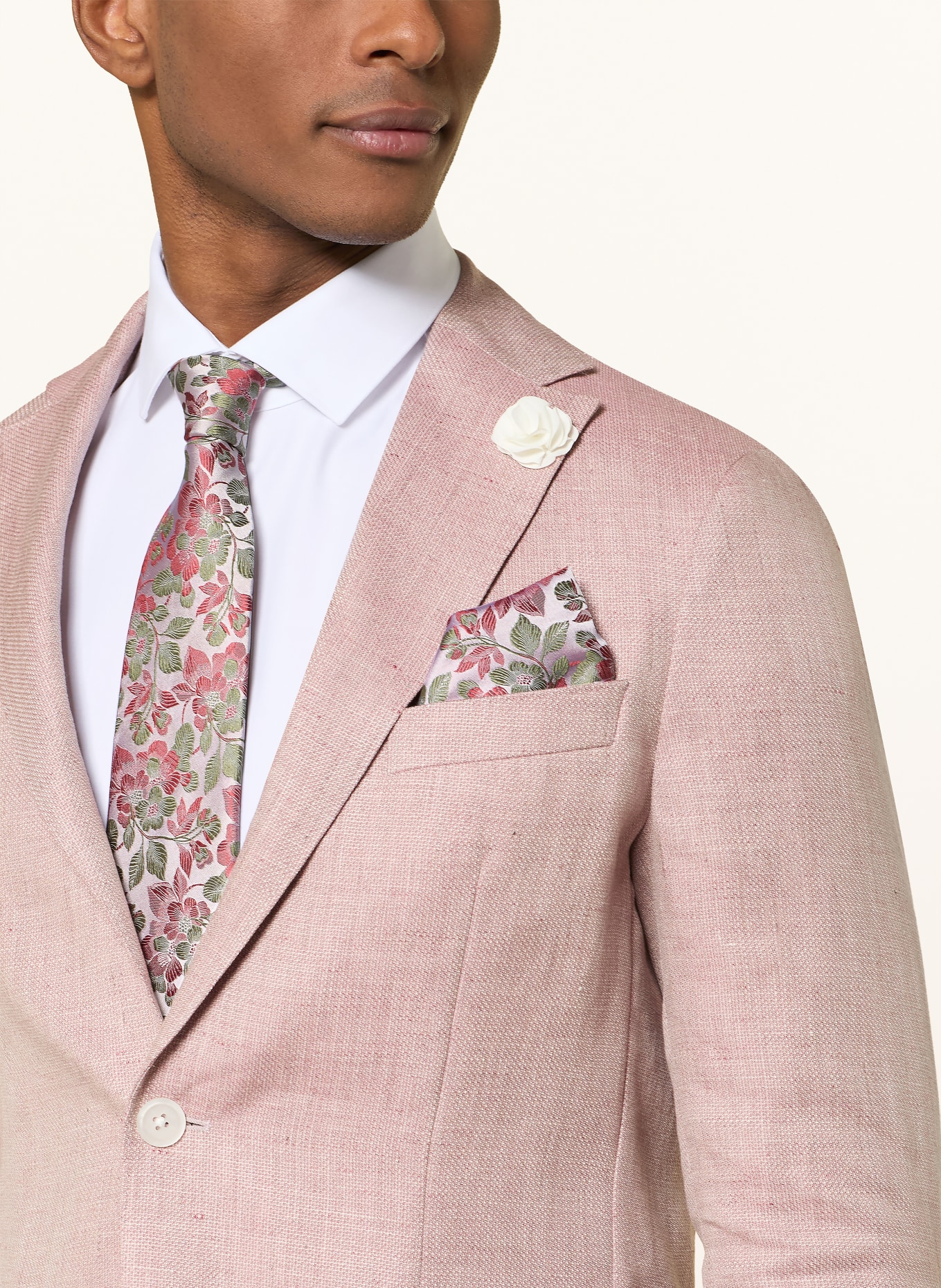 DIGEL Set DANNY: Krawatte und Einstecktuch: ROT / ROSA / GRÜN