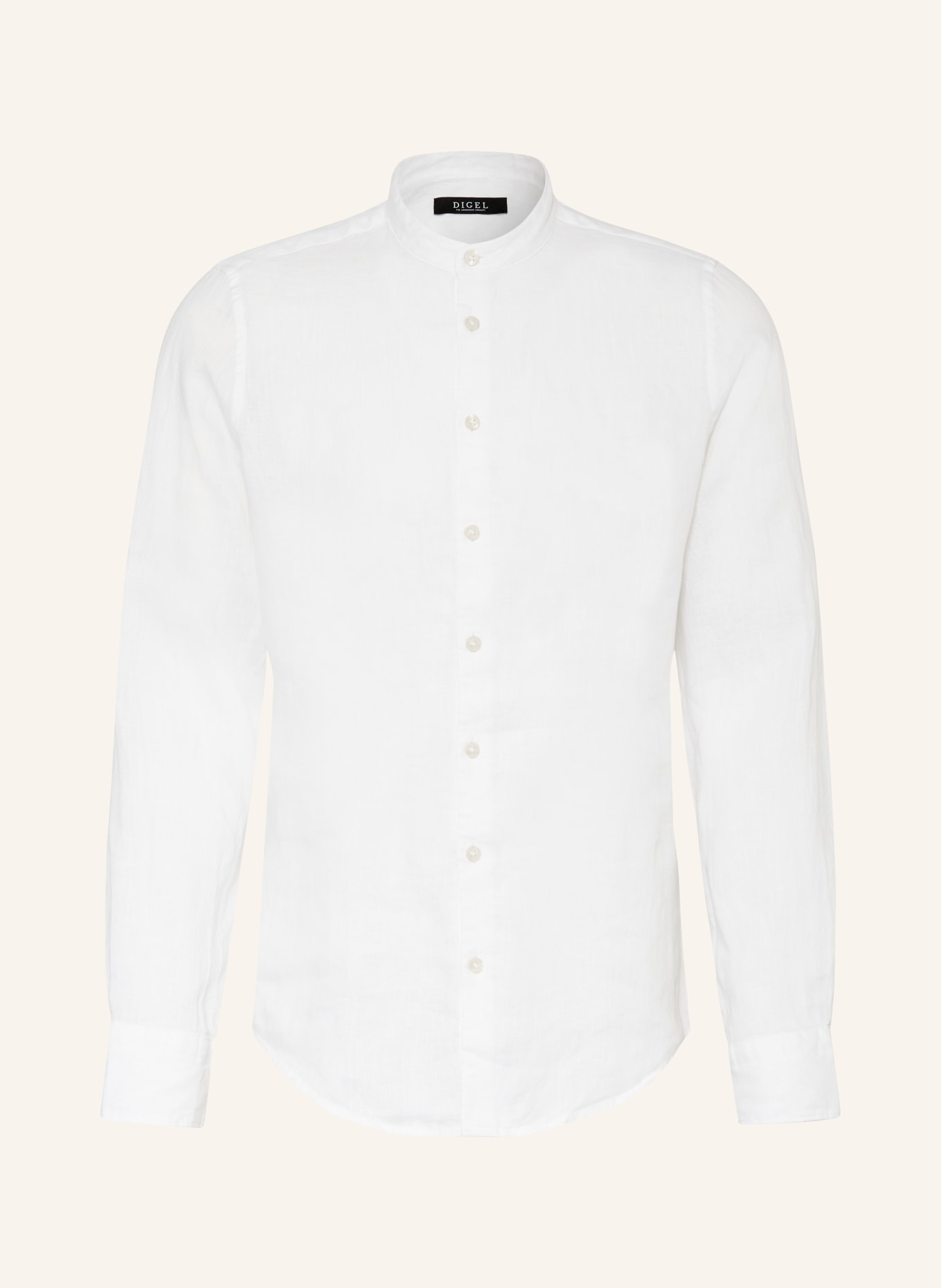 DIGEL Chemise en lin KOEN coupe slim avec col montant: BLANC