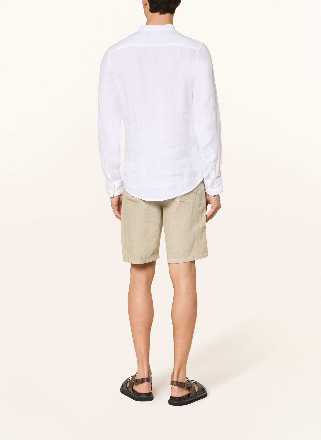 DIGEL Chemise en lin KOEN coupe slim avec col montant: BLANC