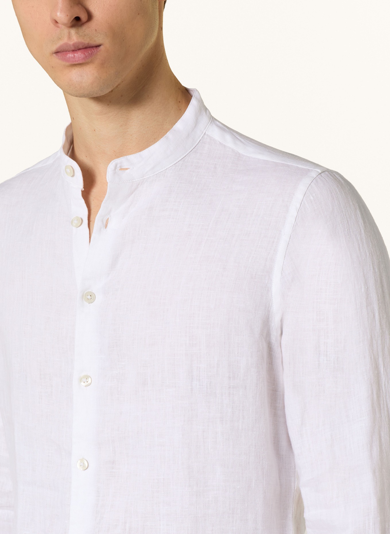 DIGEL Chemise en lin KOEN coupe slim avec col montant: BLANC