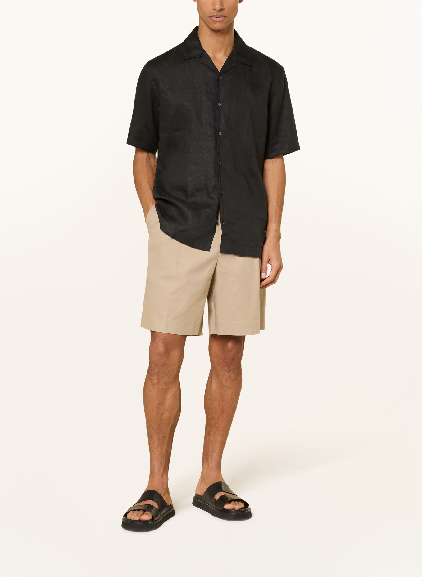 DIGEL move Koszula wypoczynkowa ALFIE o regularnym kroju, wykonana z lnu: CZARNY