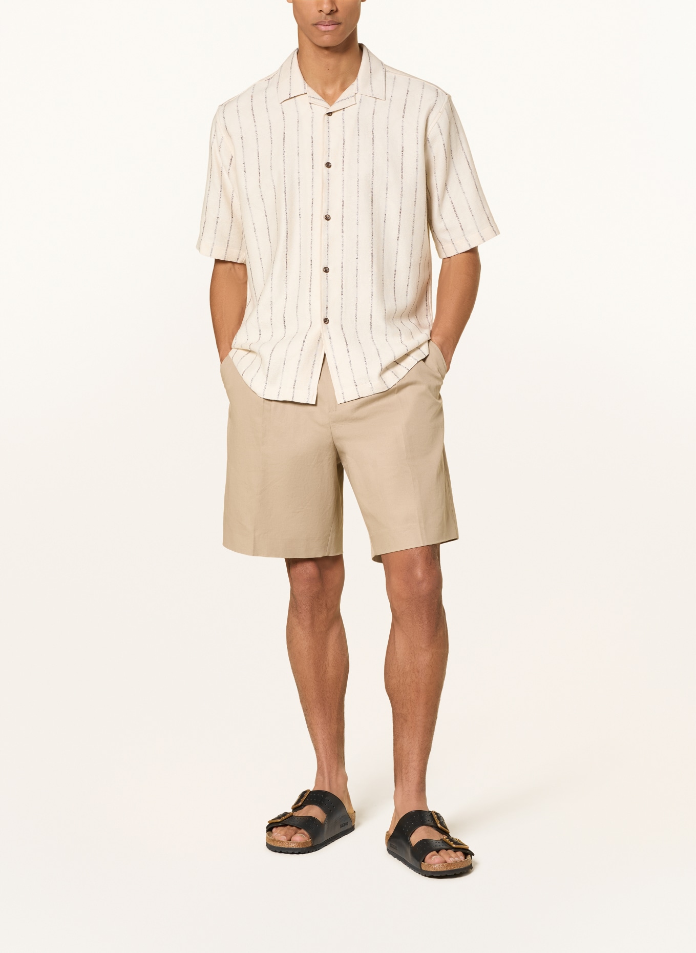 DIGEL move Koupací košile ALFIE Comfort Fit z froté: BÉŽOVÁ / TMAVĚ HNĚDÁ