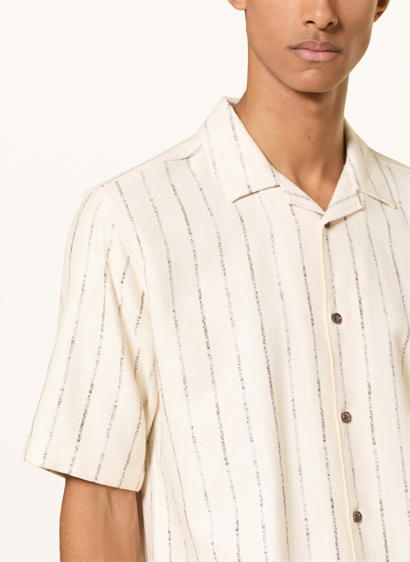 DIGEL move Koupací košile ALFIE Comfort Fit z froté: BÉŽOVÁ / TMAVĚ HNĚDÁ