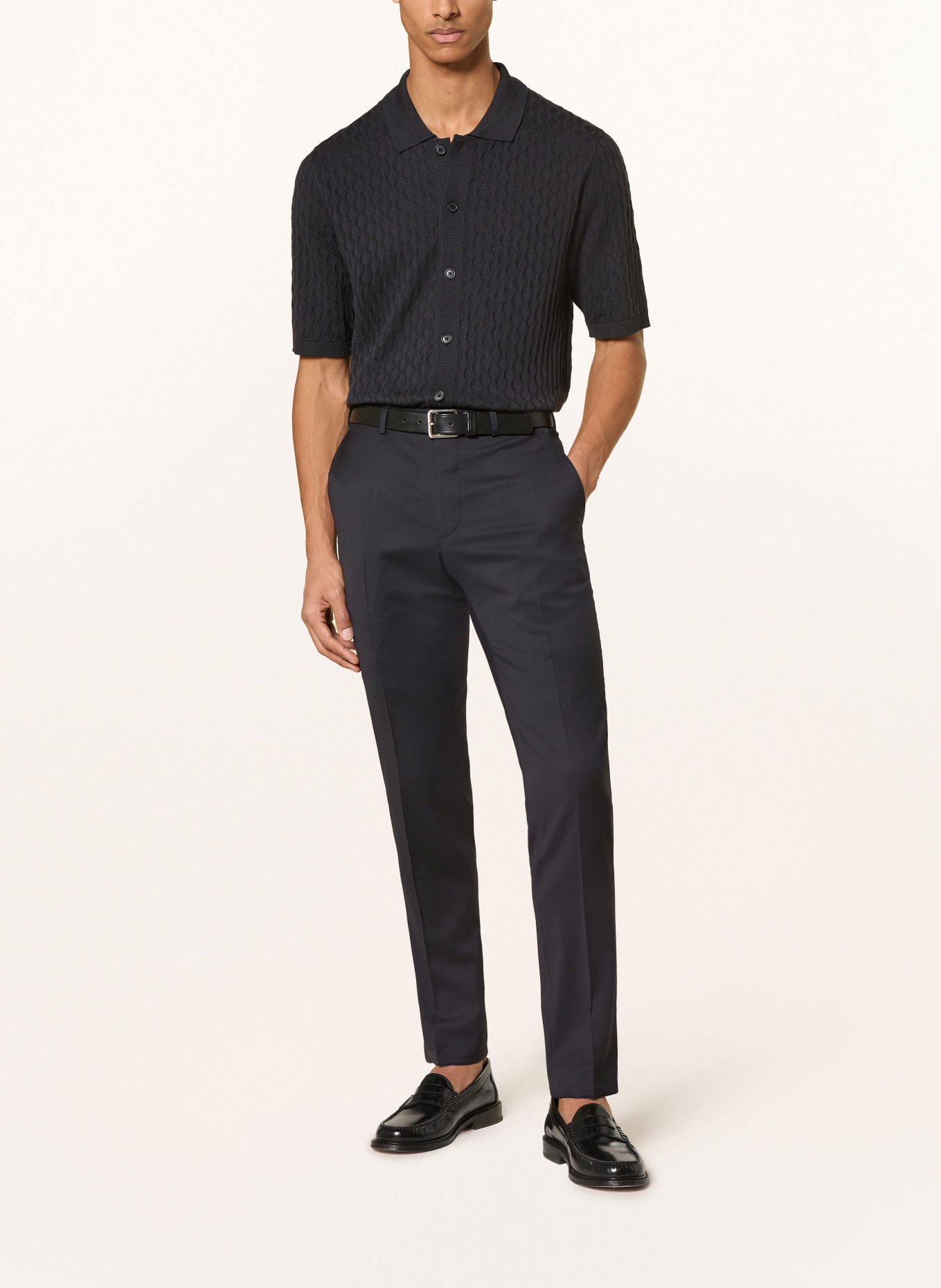 DIGEL move AIMO Comfort Fit knit shirt: DARK BLUE