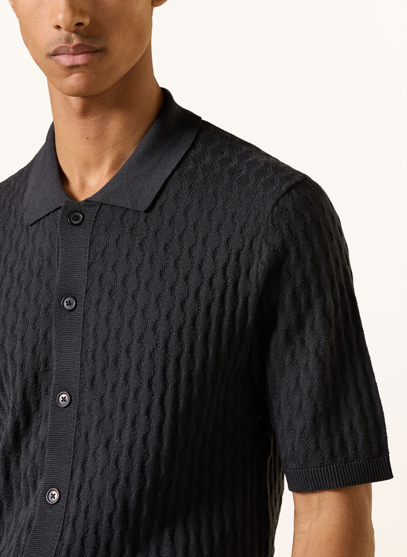 DIGEL move AIMO Comfort Fit knit shirt: DARK BLUE