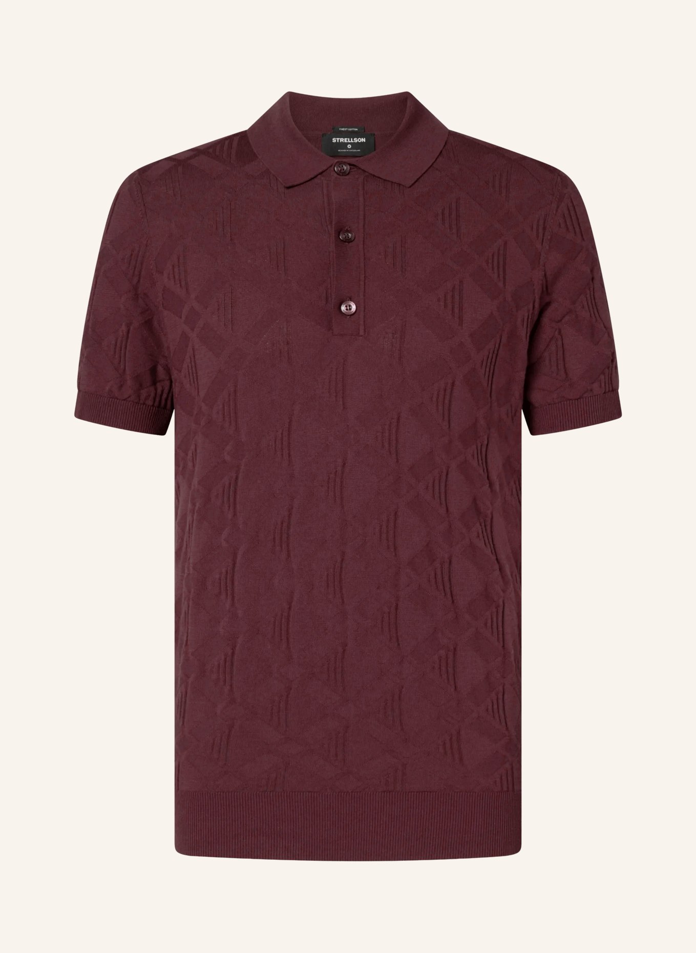 STRELLSON Gebreid poloshirt VINCENT: DONKERROOD