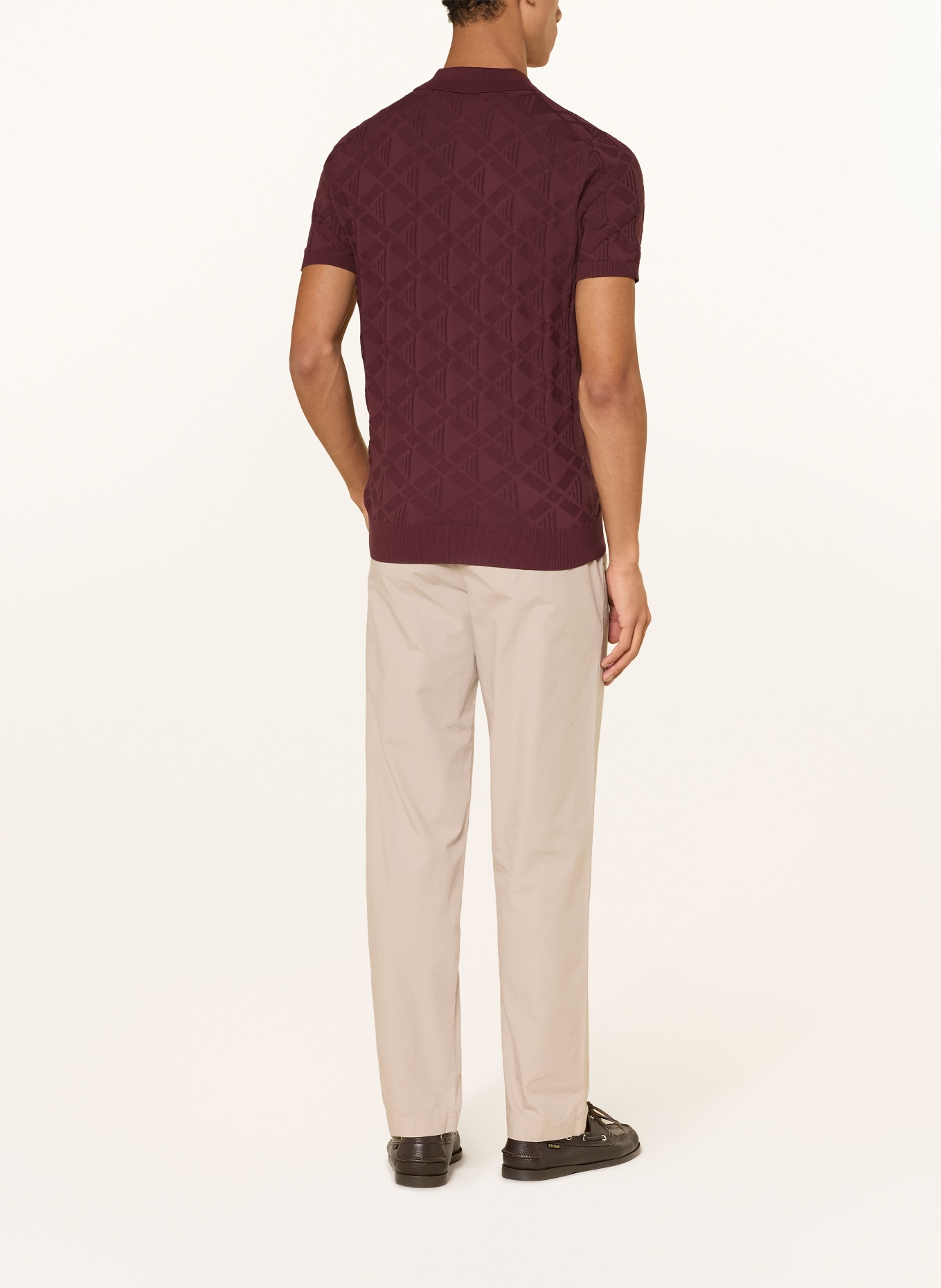 STRELLSON Gebreid poloshirt VINCENT: DONKERROOD