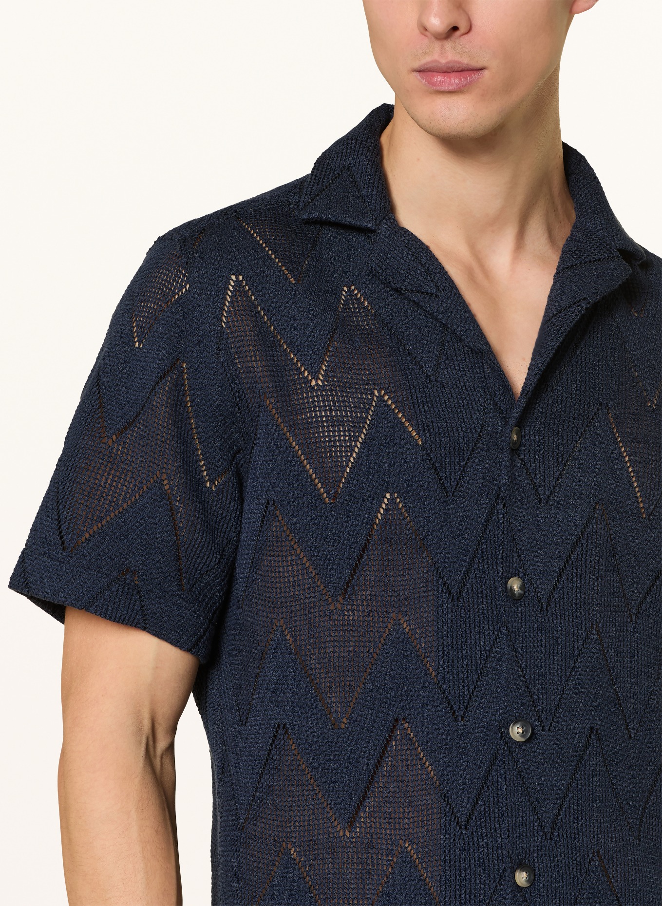 STRELLSON Strick-Resorthemd CLINT Regular Fit: DUNKELBLAU