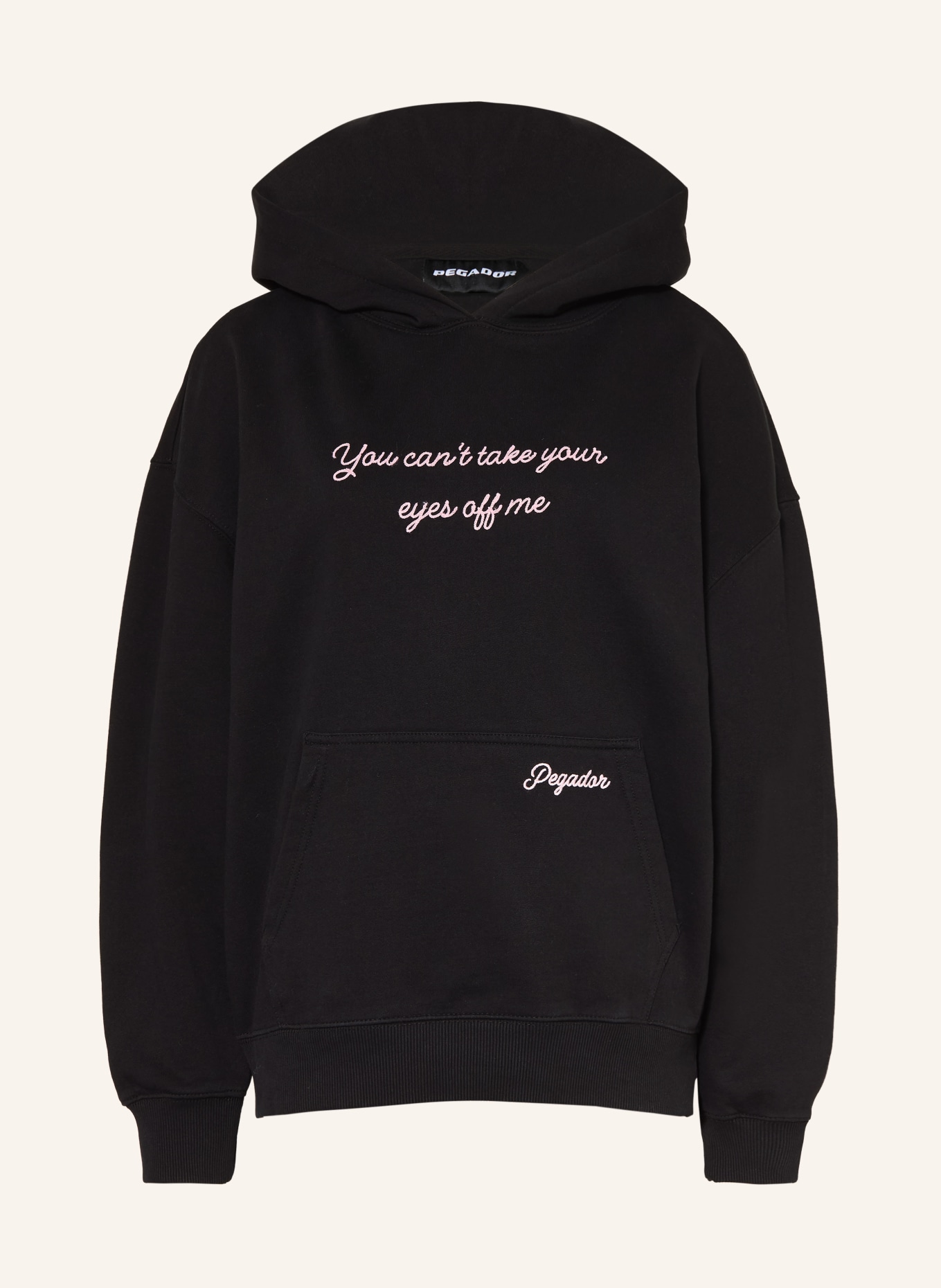 PEGADOR Sweat à capuche KULDIGA: NOIR / ROSE CLAIR