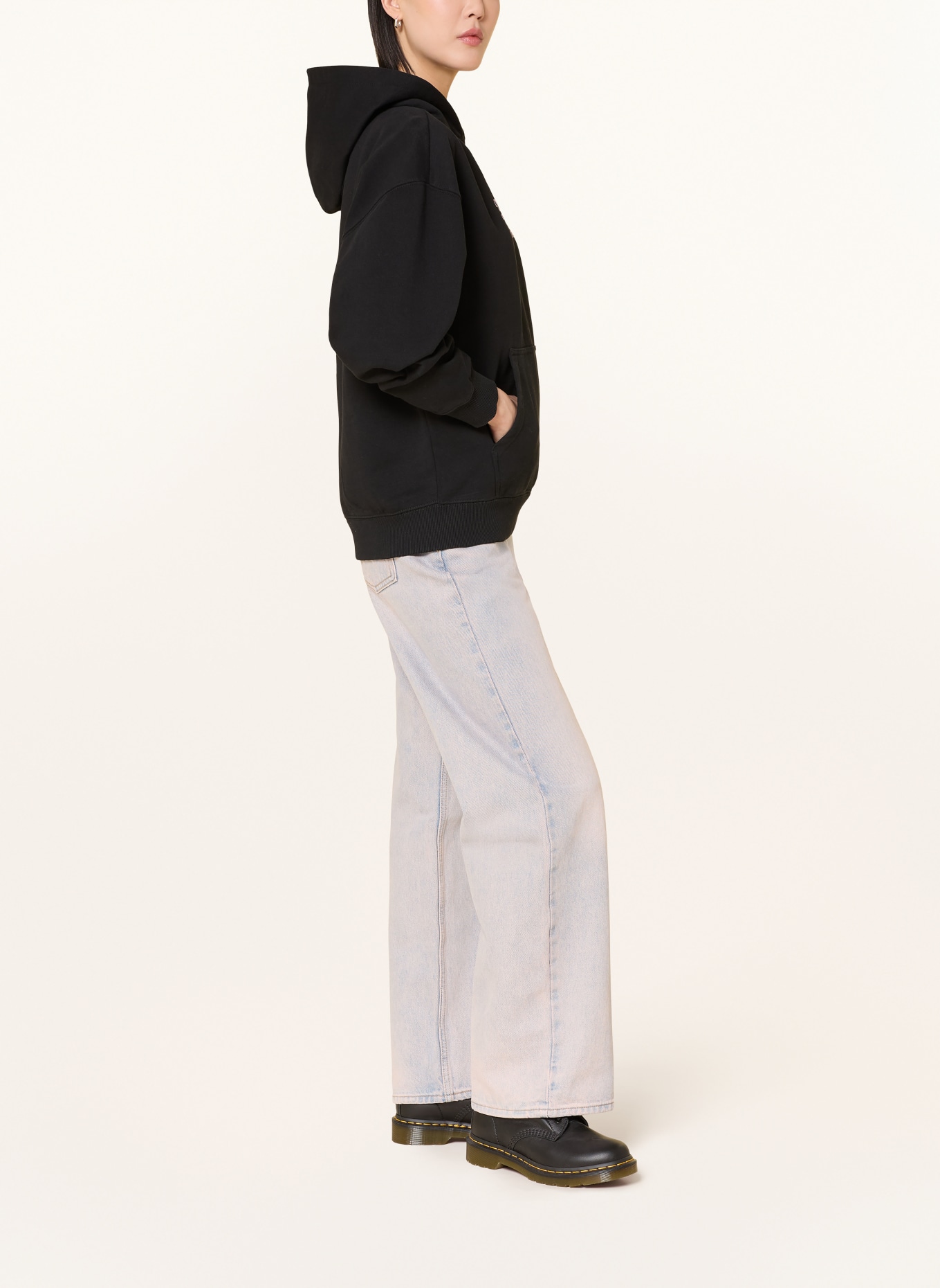 PEGADOR Sweat à capuche KULDIGA: NOIR / ROSE CLAIR