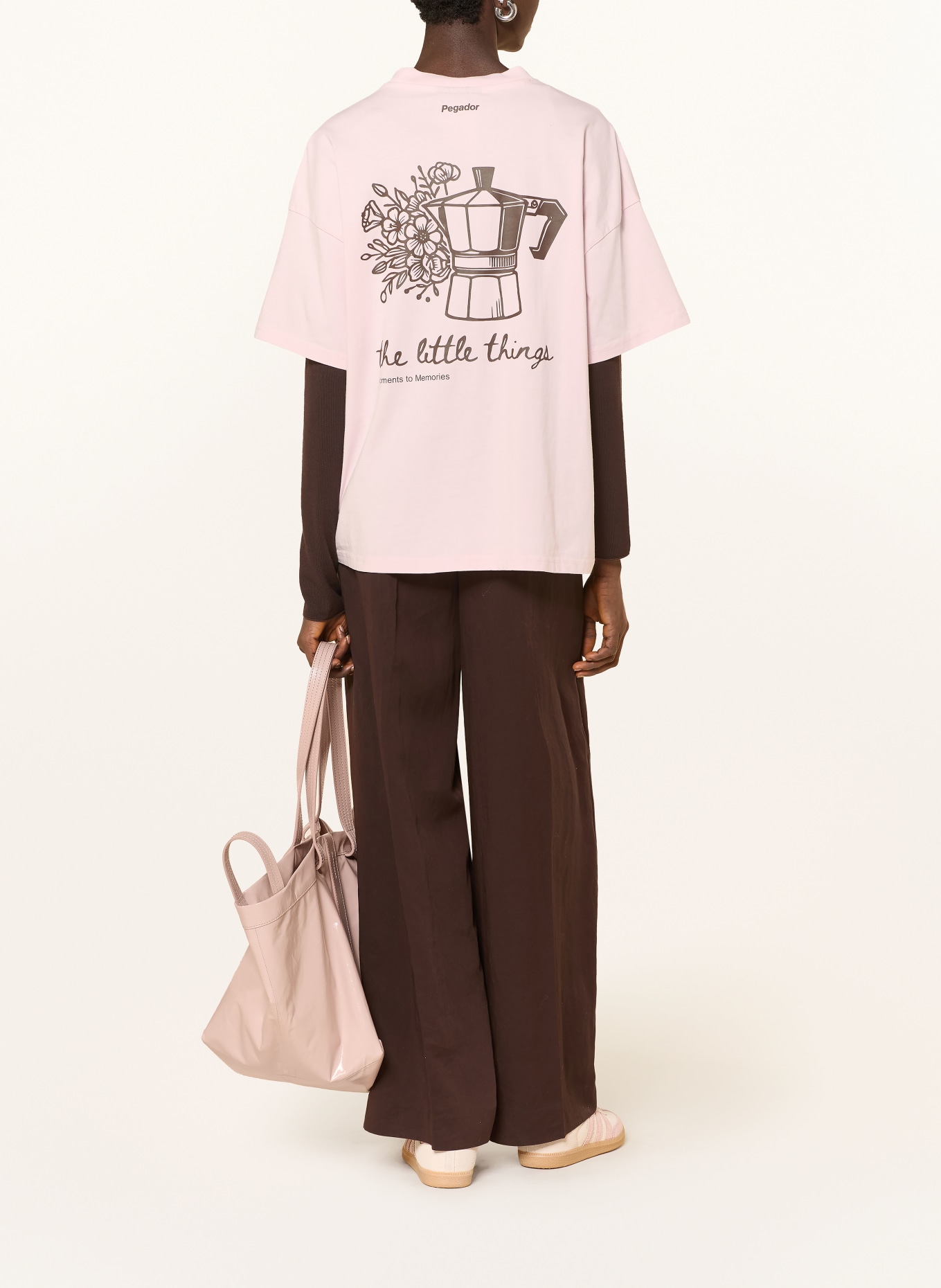 PEGADOR Chemise oversize MIRAVET: ROSE CLAIR / MARRON