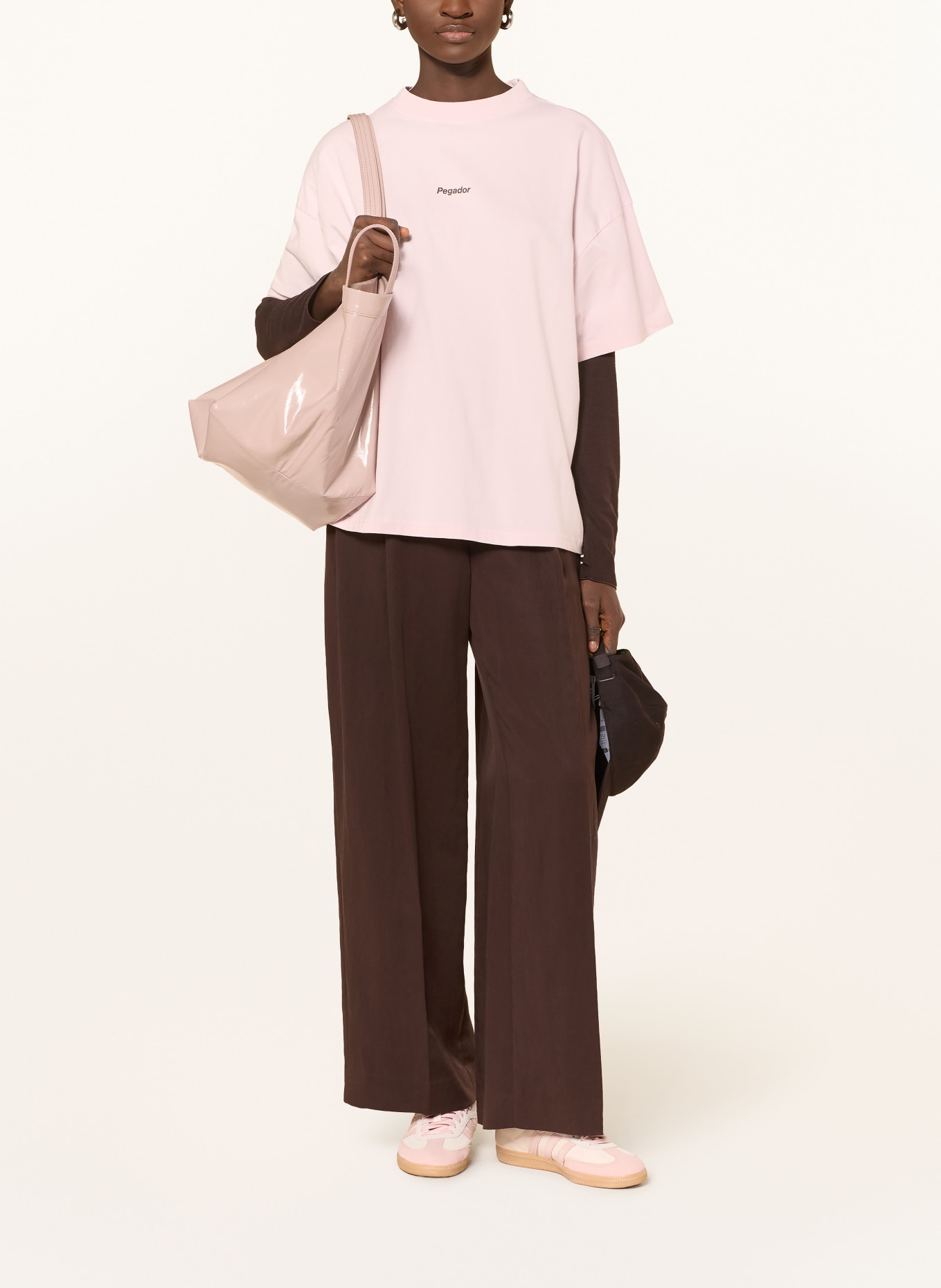 PEGADOR Chemise oversize MIRAVET: ROSE CLAIR / MARRON