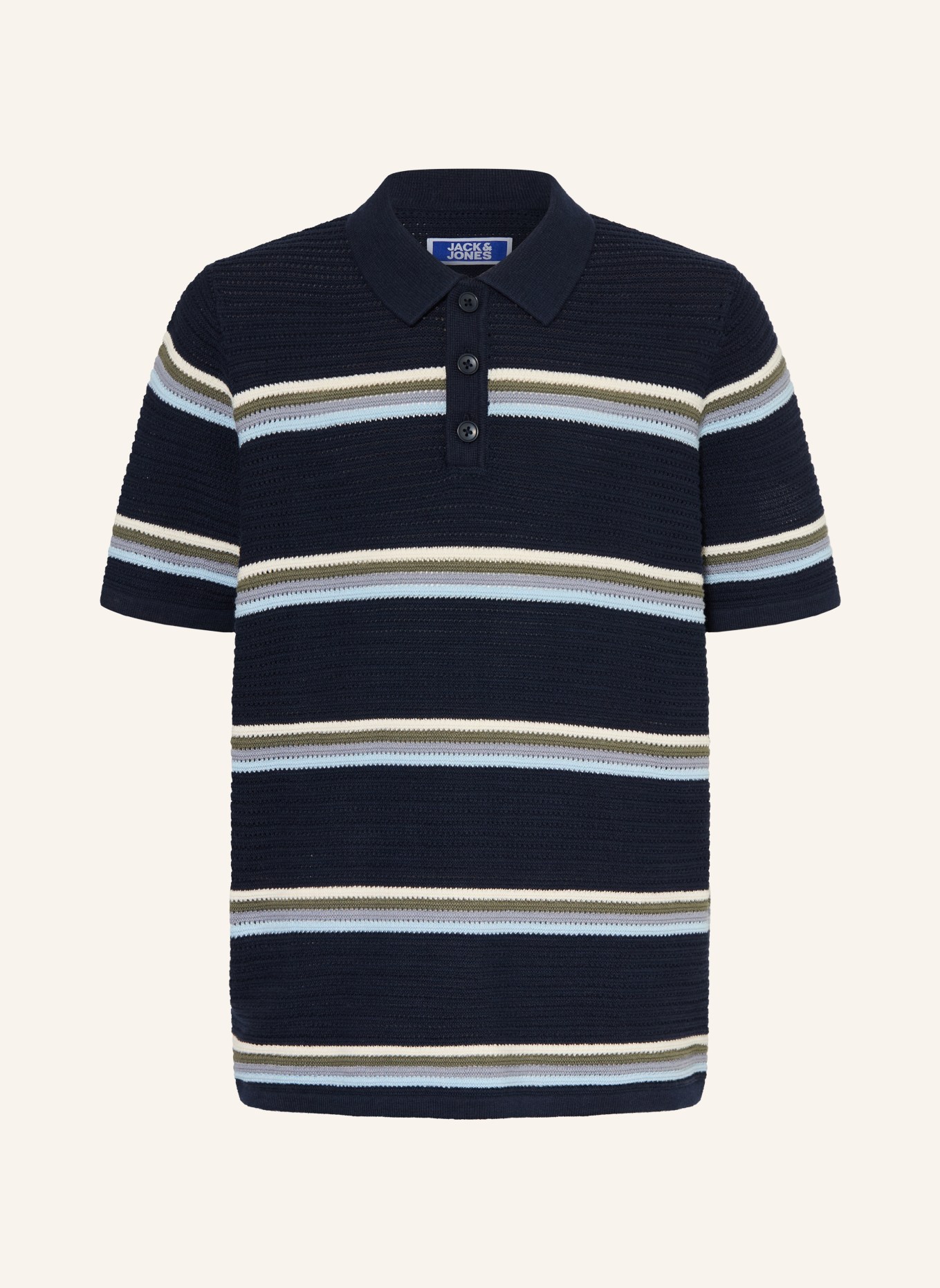 JACK&JONES Gebreid poloshirt: DONKERBLAUW / GRIJS / LICHTBLAUW