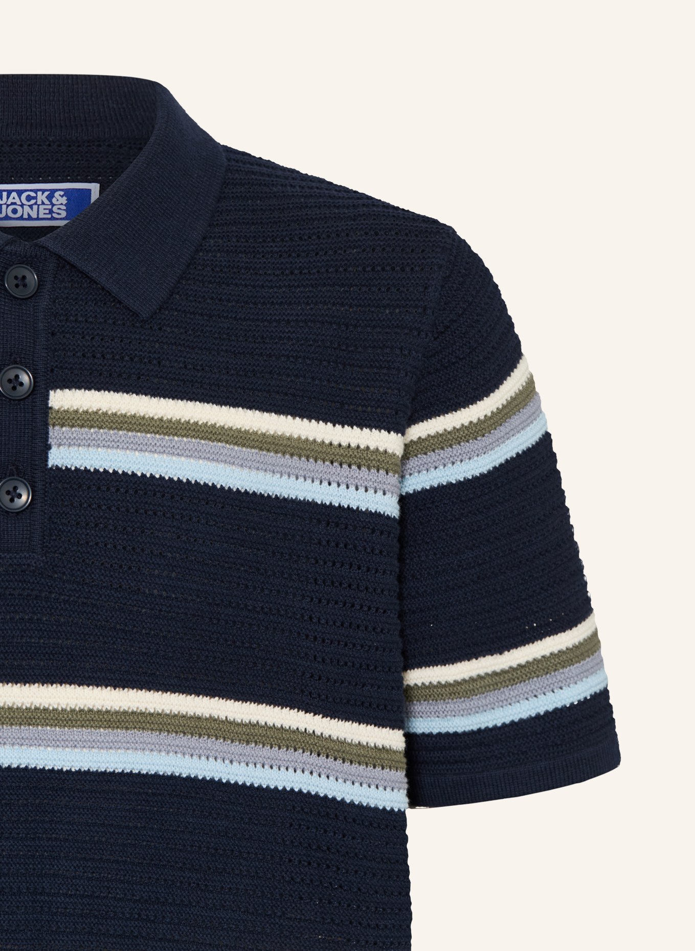 JACK&JONES Gebreid poloshirt: DONKERBLAUW / GRIJS / LICHTBLAUW