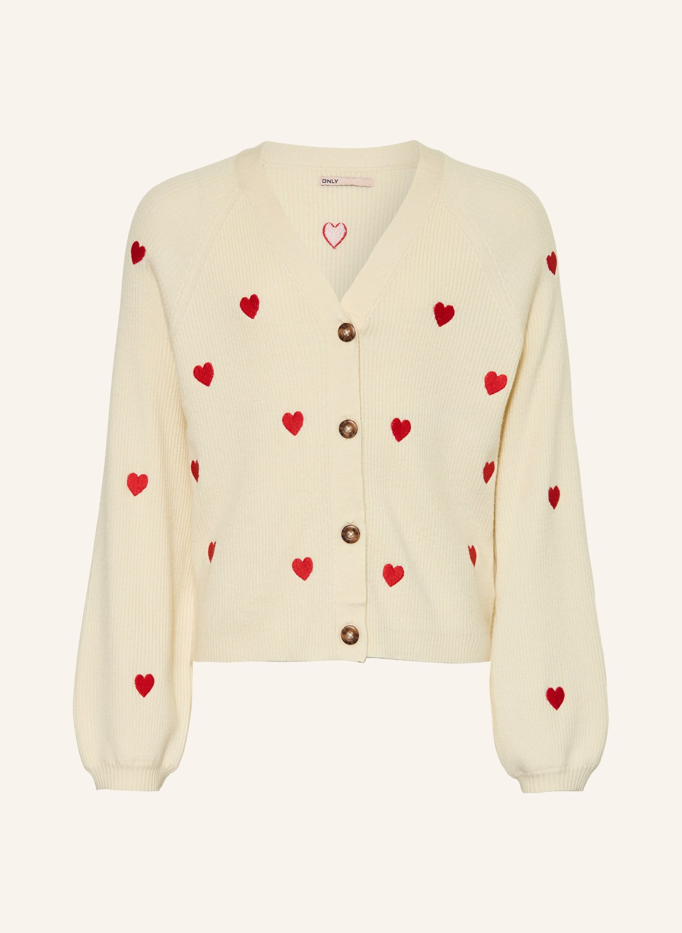 ONLY Strickjacke: ECRU / DUNKELROT