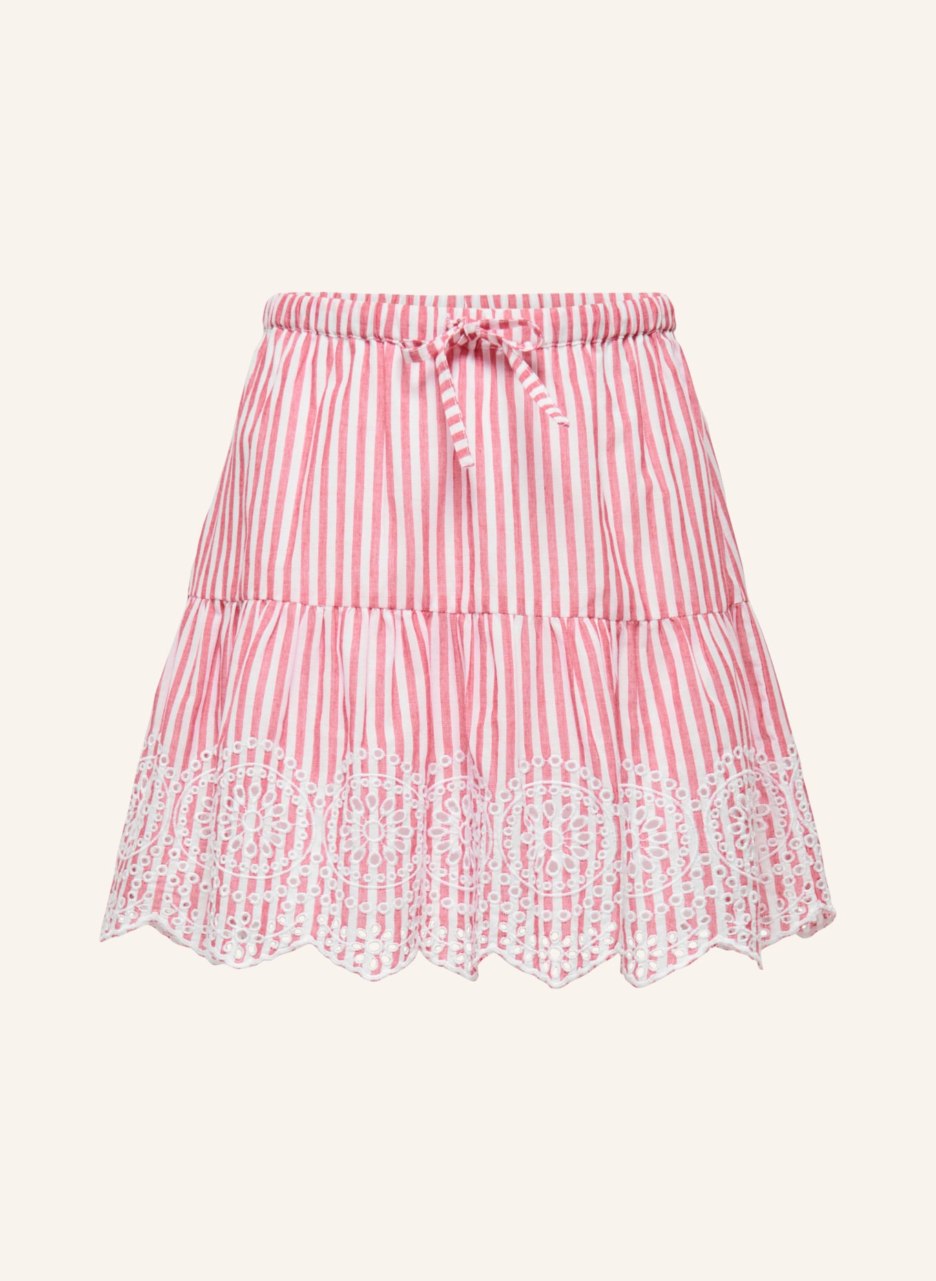 ONLY Skirt with eyelet lace: LIGHT RED / WHITE