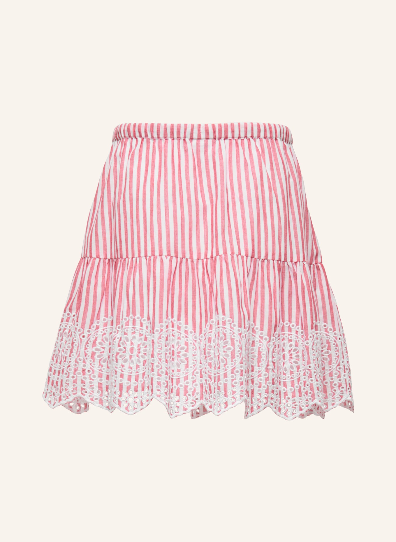 ONLY Skirt with eyelet lace: LIGHT RED / WHITE