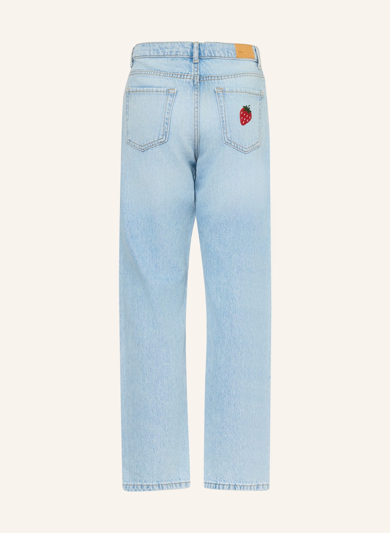 ONLY Jeans met rechte pasvorm: Light Blue Denim/STRAWBERRY EMBROID