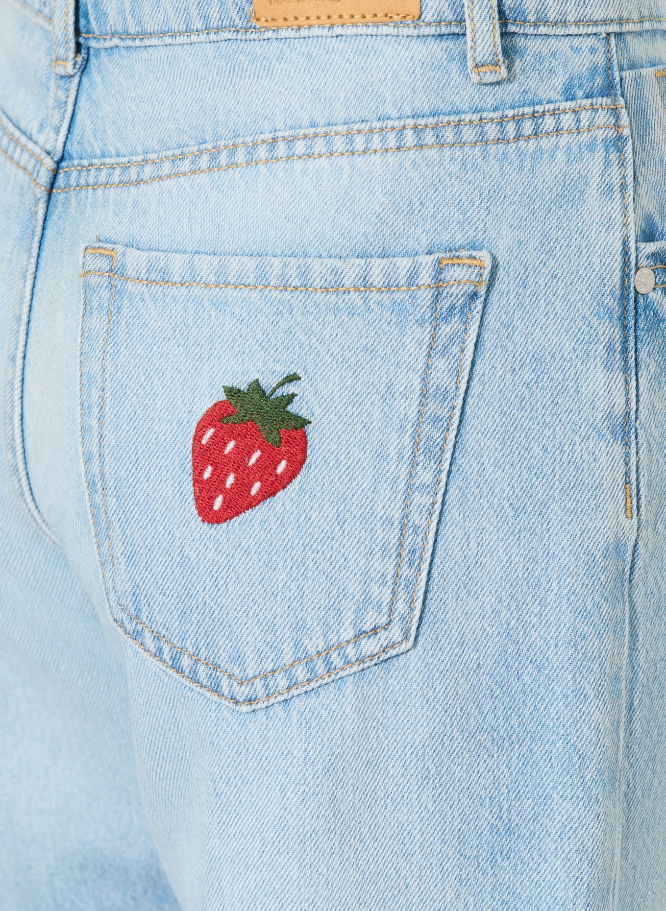 ONLY Jeans met rechte pasvorm: Light Blue Denim/STRAWBERRY EMBROID