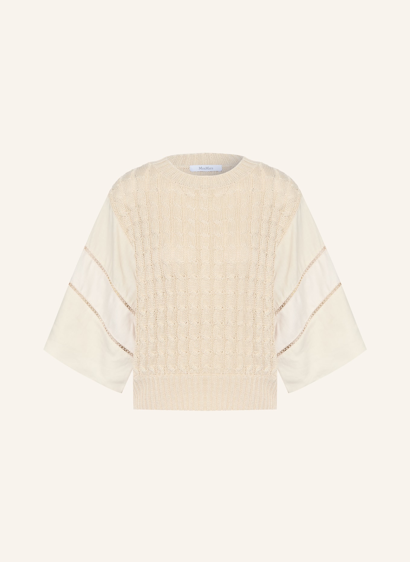Max Mara Sweter lniany SCATOLA z mieszanki materiałów, z rękawami 3/4: BEŻOWY