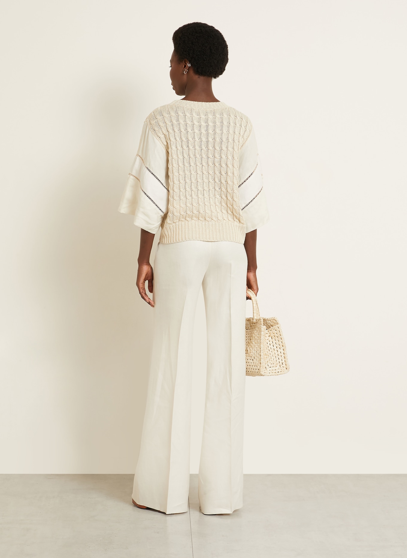 Max Mara Sweter lniany SCATOLA z mieszanki materiałów, z rękawami 3/4: BEŻOWY