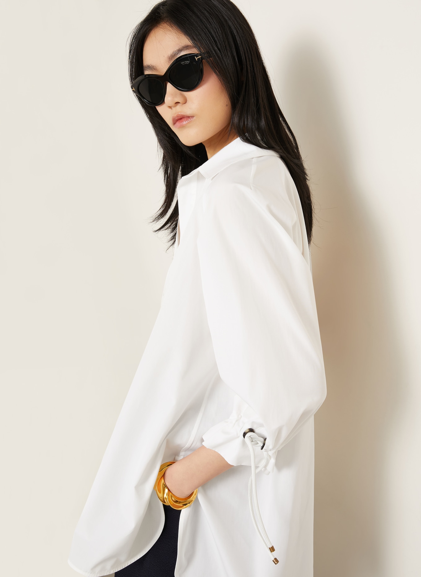 Max Mara Oversized-Blusenshirt ADORNI mit 3/4-Arm: WEISS