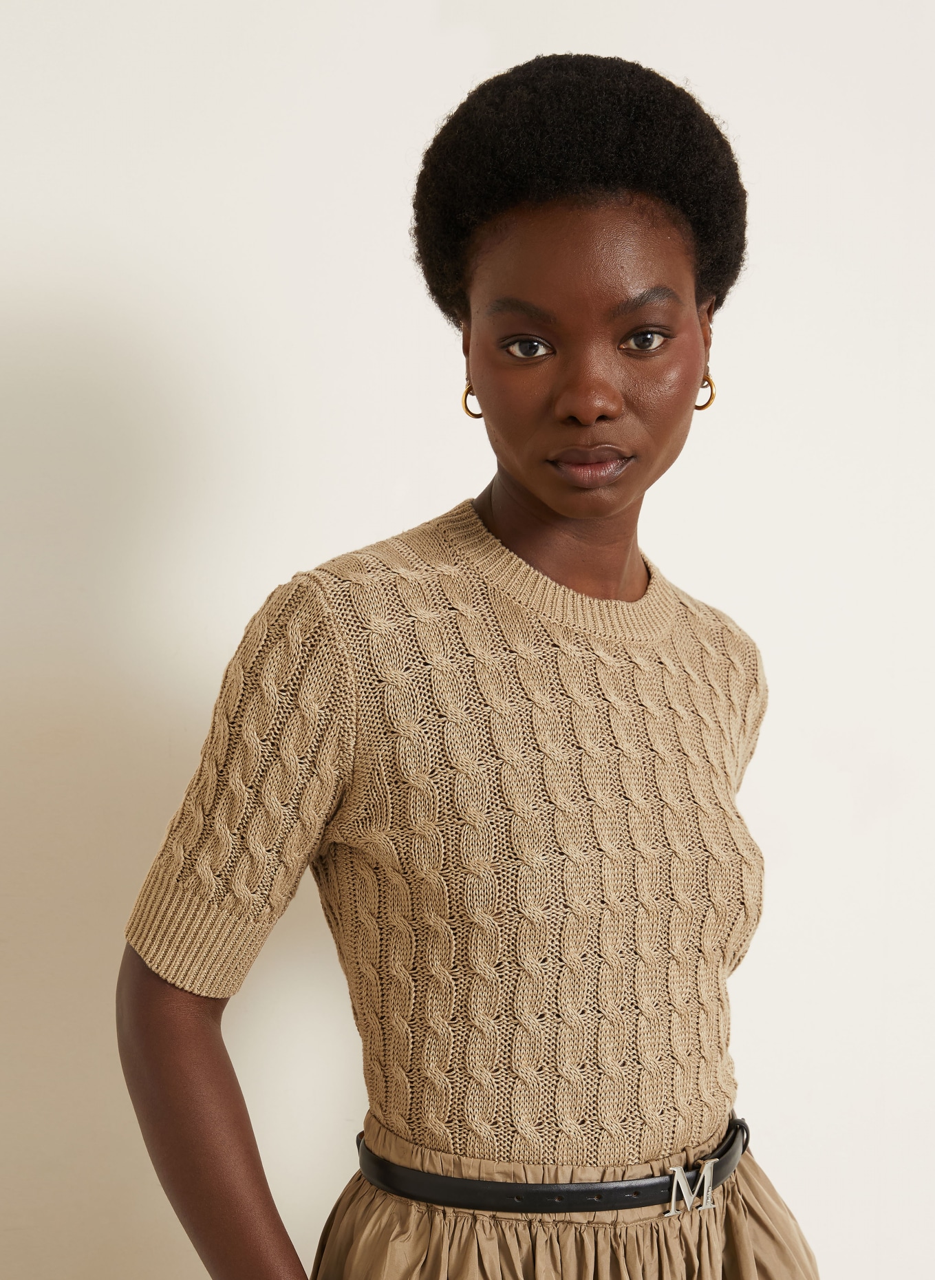 Max Mara Gebreid shirt TALAMO van linnen: BEIGE