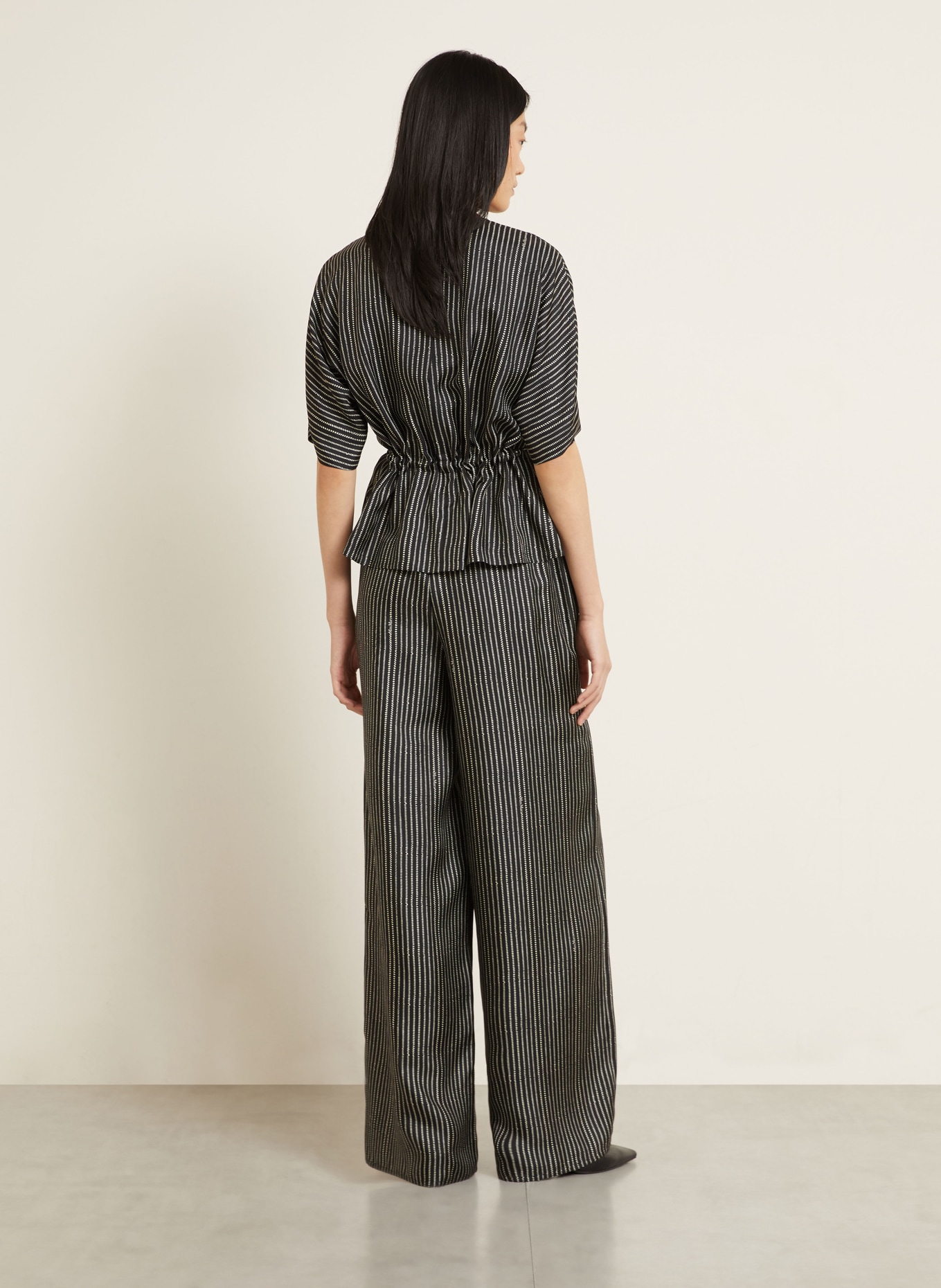 Max Mara Blusenshirt NORDICA aus Seide mit 3/4-Arm: SCHWARZ / WEISS