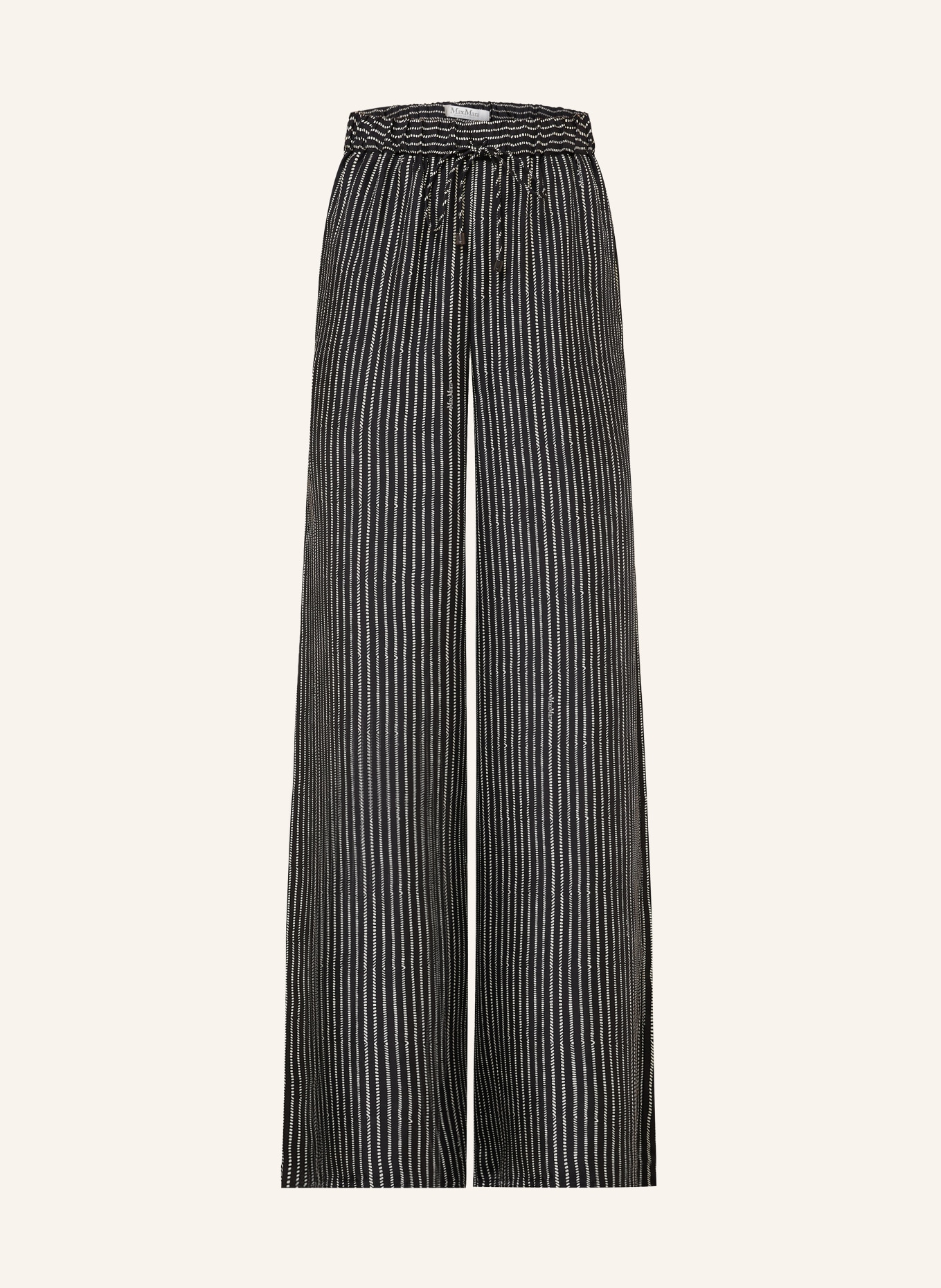 Max Mara Marlenehosen CLARINO aus Seide: SCHWARZ / ECRU