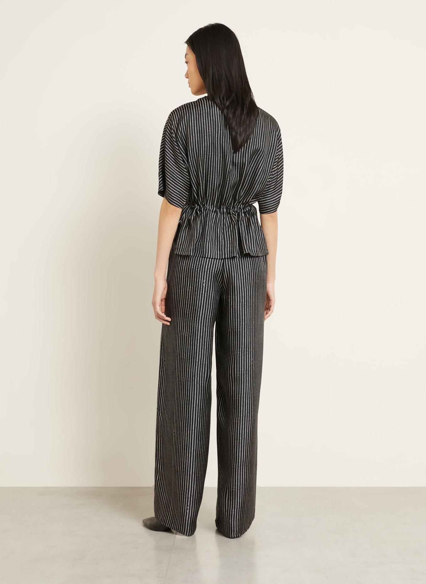 Max Mara Marlenehosen CLARINO aus Seide: SCHWARZ / ECRU