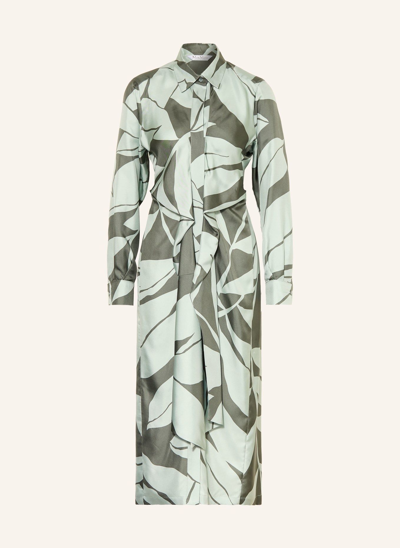 Max Mara Overhemdjurk ROBINIA van satijn: LICHTGROEN / GROEN