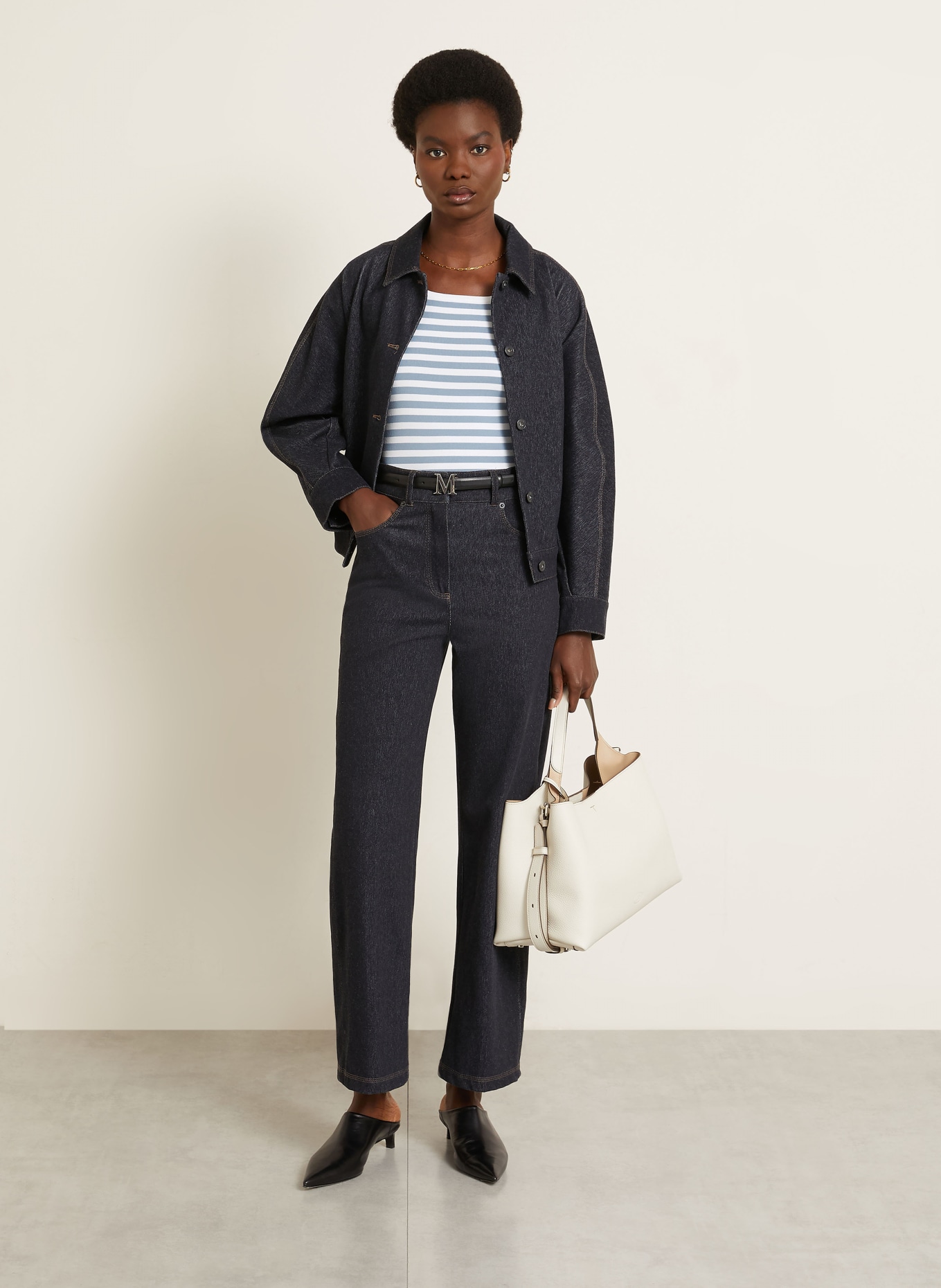 Max Mara Gebreide top CIPPO: WIT / BLAUWGRIJS